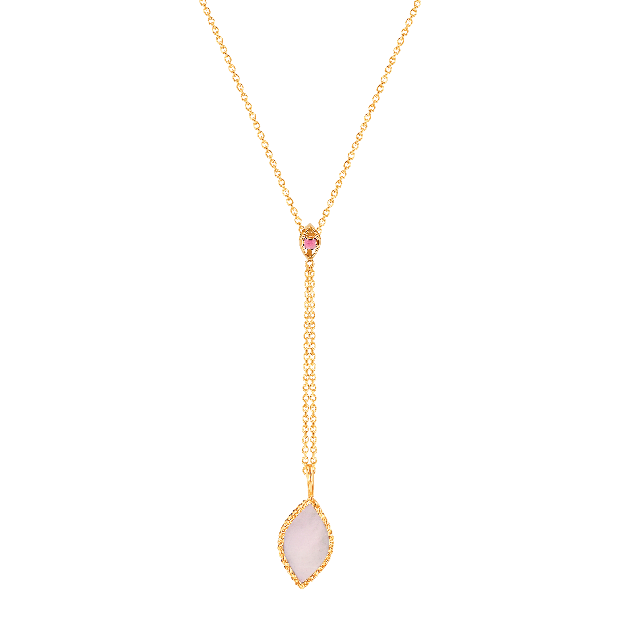 Foglia 18K Rose Gold With Pink Mother Of Pearl And Pink Tourmaline Stone