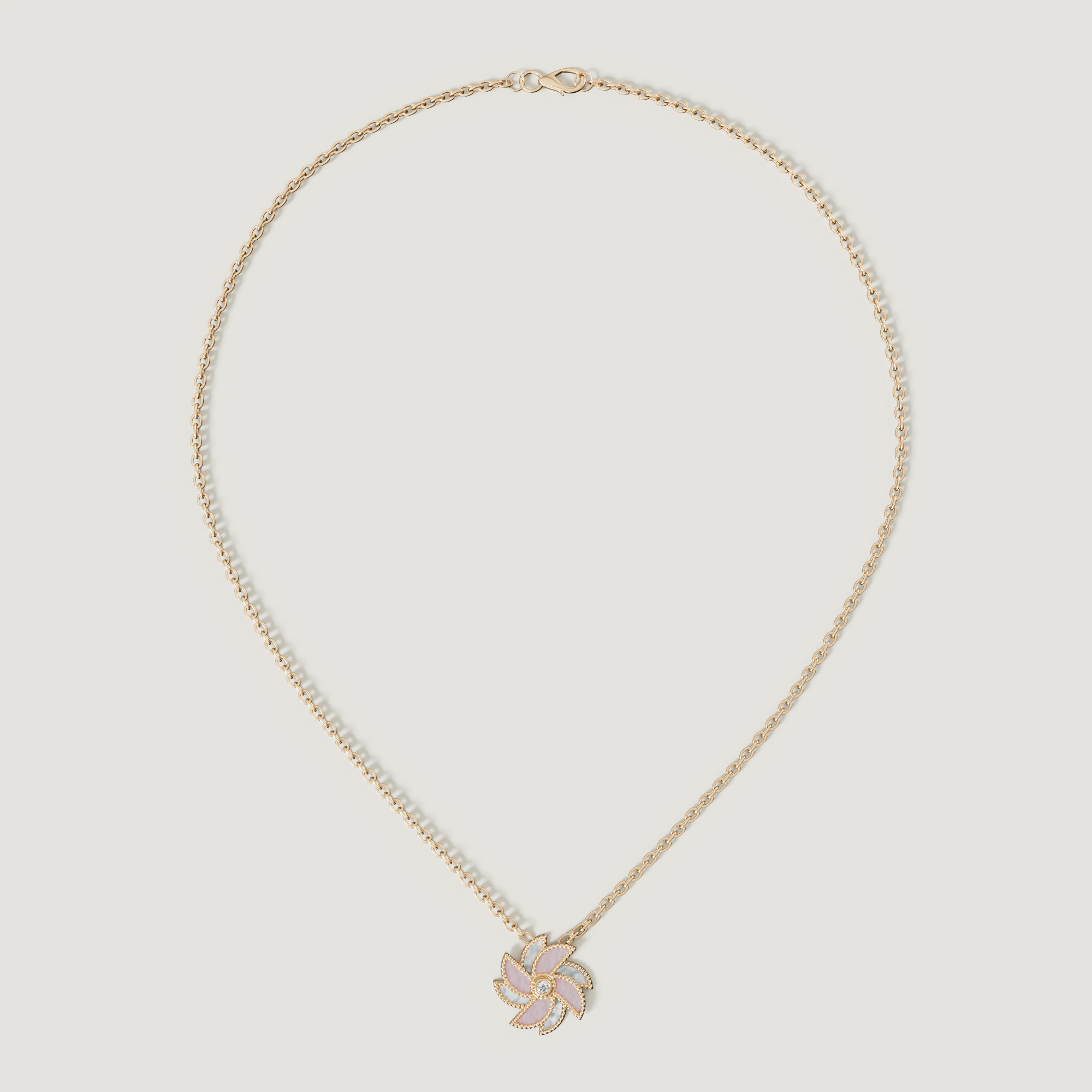 Bliss 18k Yellow Gold Diamond & White And Pink Mother Of Pearl Necklace