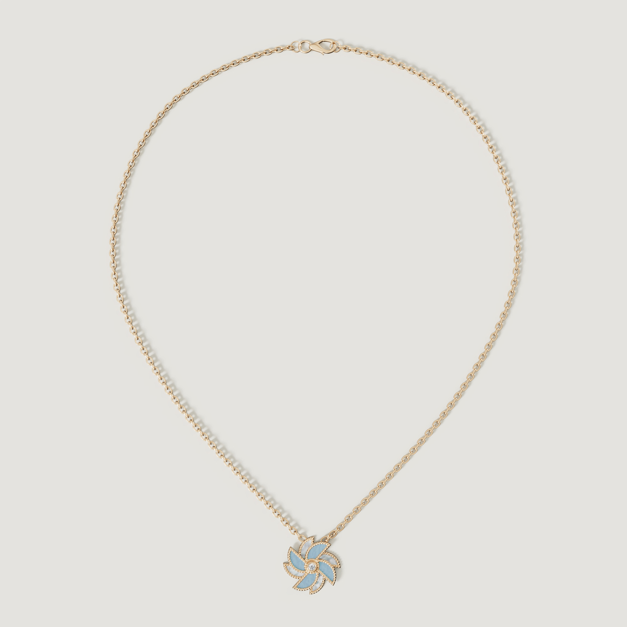 Bliss 18k Yellow Gold Diamond & White And Blue Mother Of Pearl Necklace
