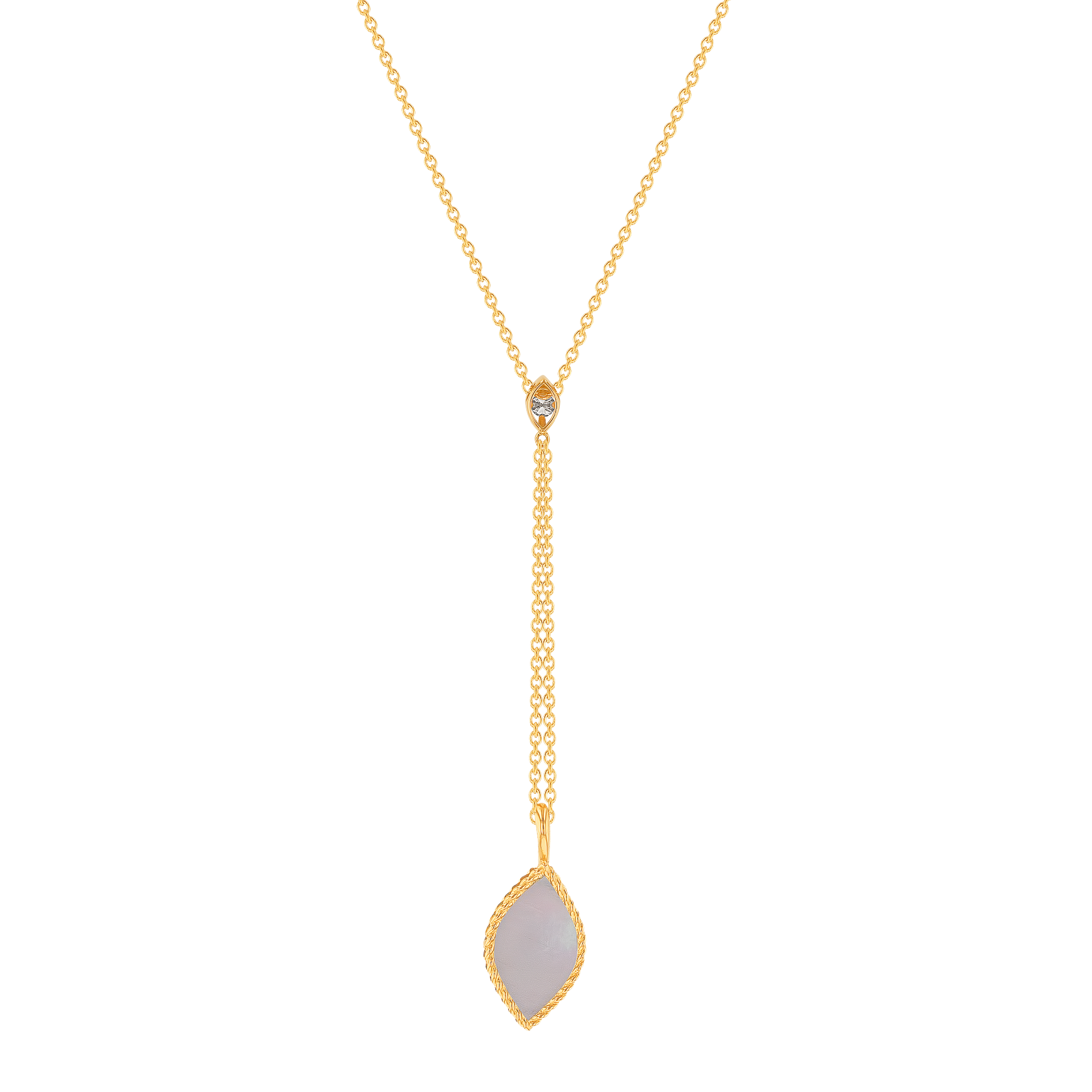 Foglia Mother of Pearl Necklace in 18K Yellow Gold