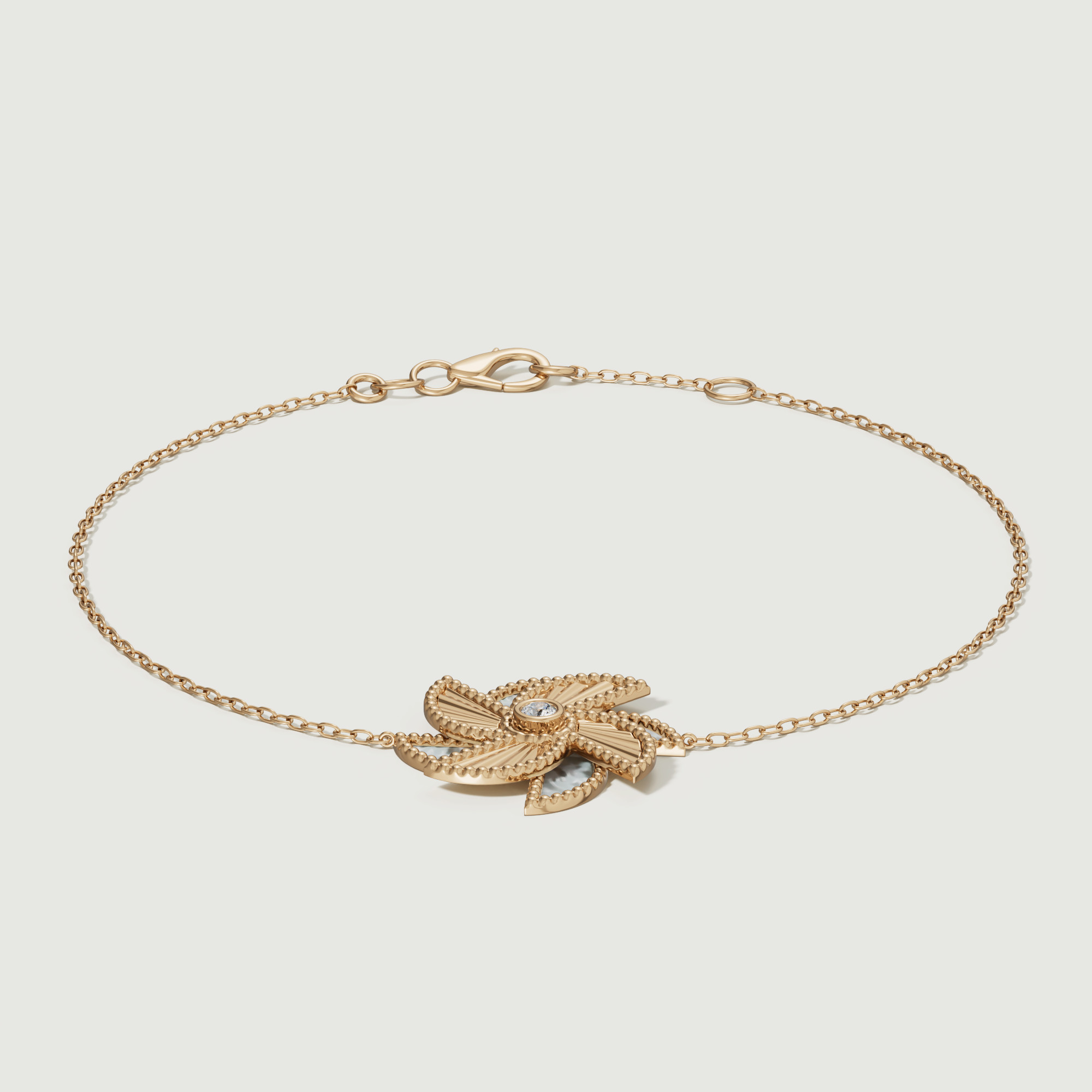 Bliss 18k Yellow Gold Diamond & White Mother Of Pearl Bracelet