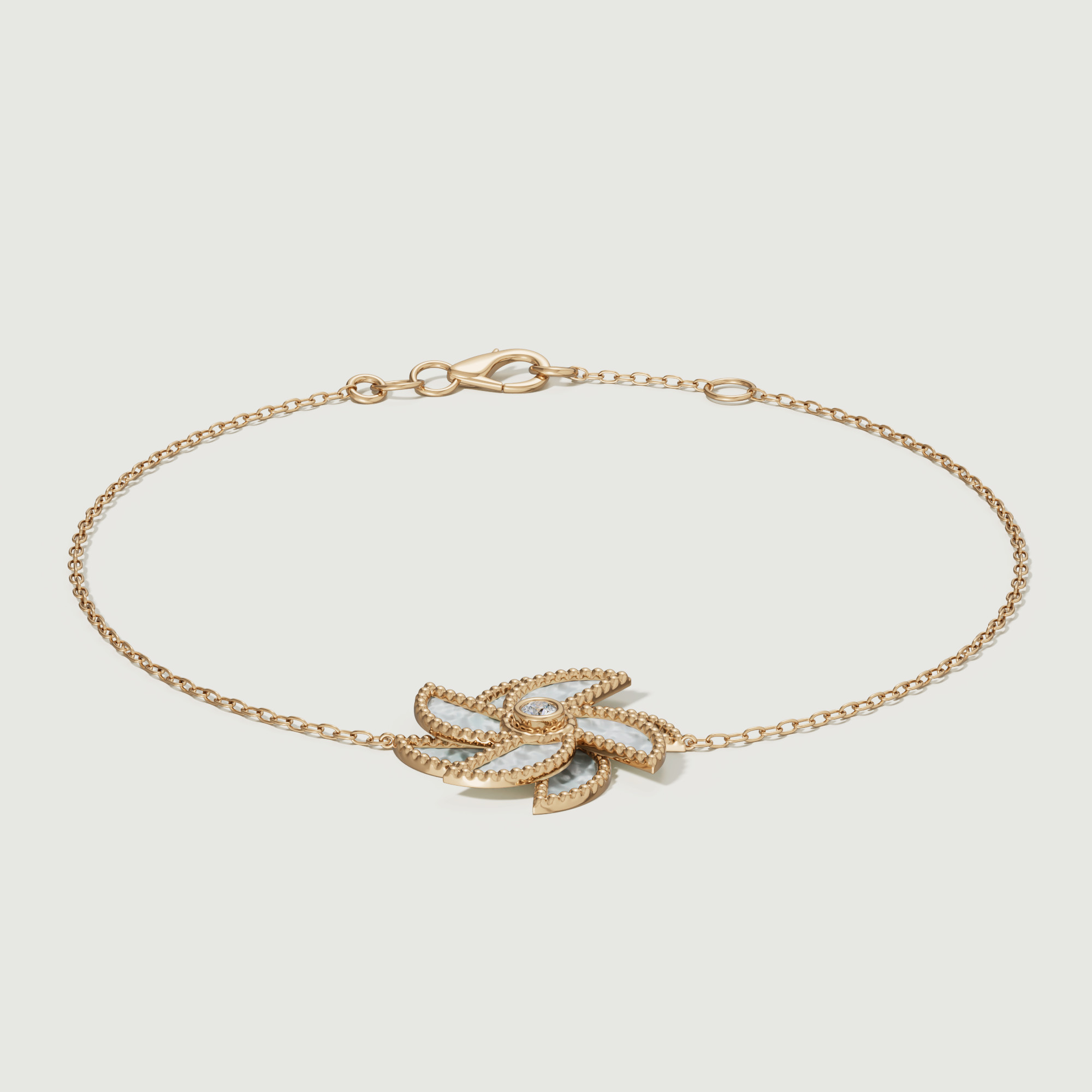 Bliss 18k Yellow Gold Diamond & White Mother Of Pearl Bracelet