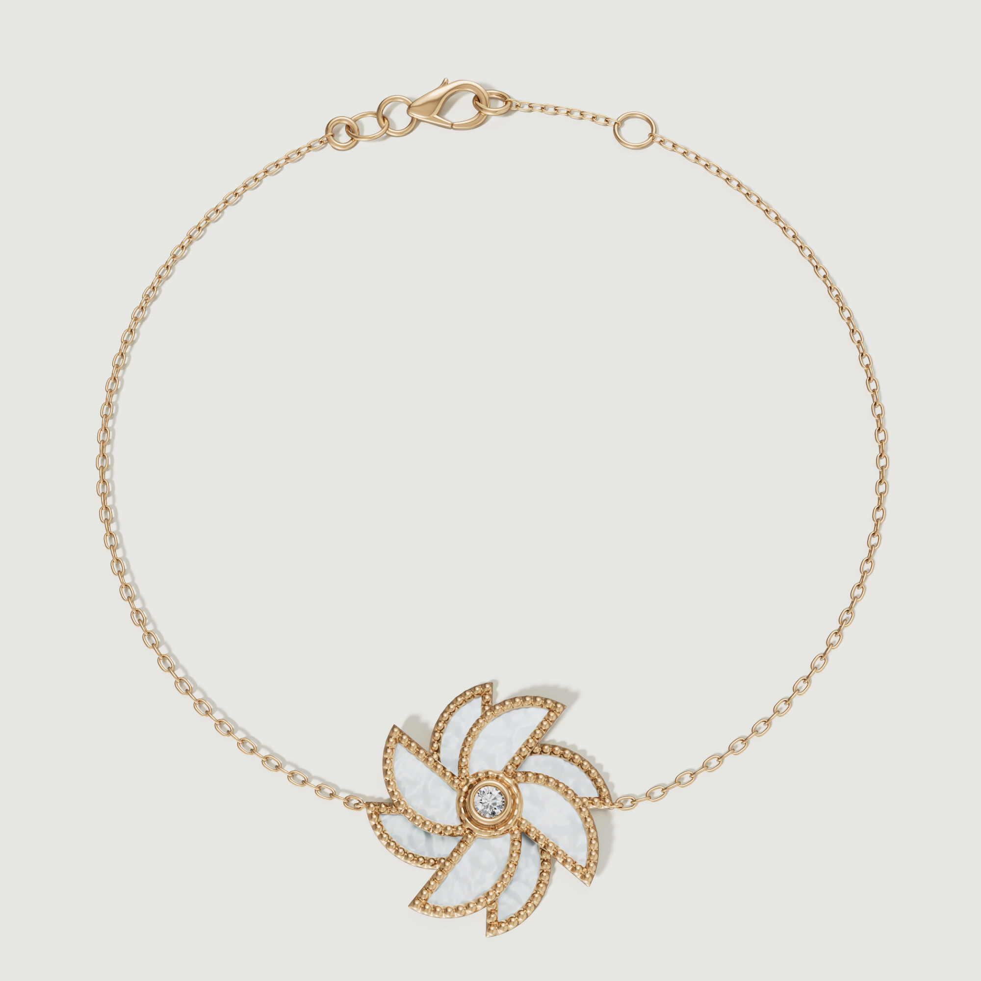 Bliss 18k Yellow Gold Diamond & White Mother Of Pearl Bracelet