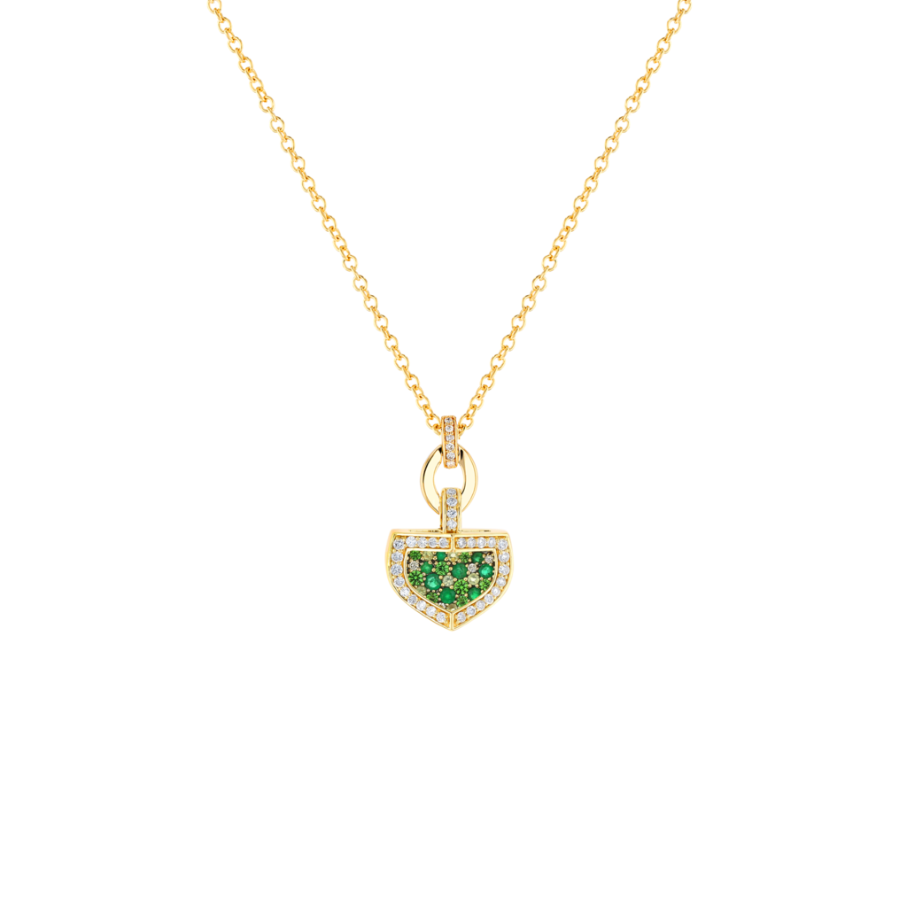 Mosaic 18k Yellow Gold Peridot Tsavorite Emerald And Diamond Necklace