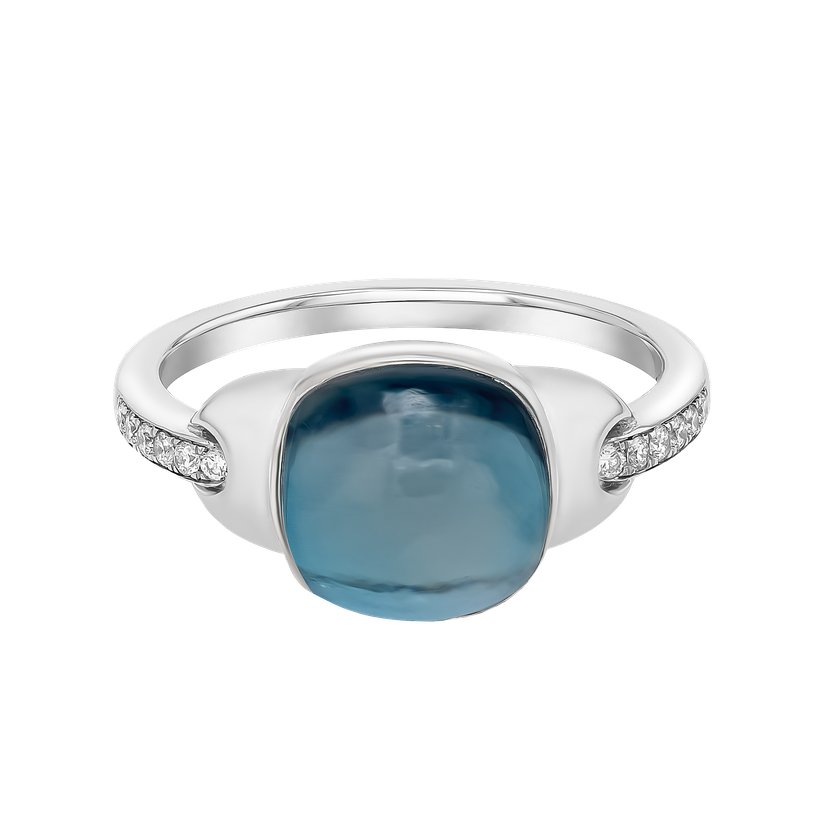 Drops 18K White Gold And London Blue Topaz Ring