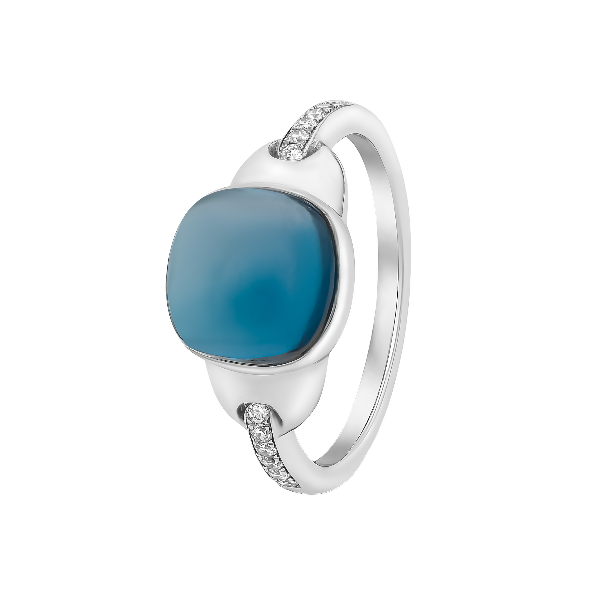 Drops 18K White Gold And London Blue Topaz Ring