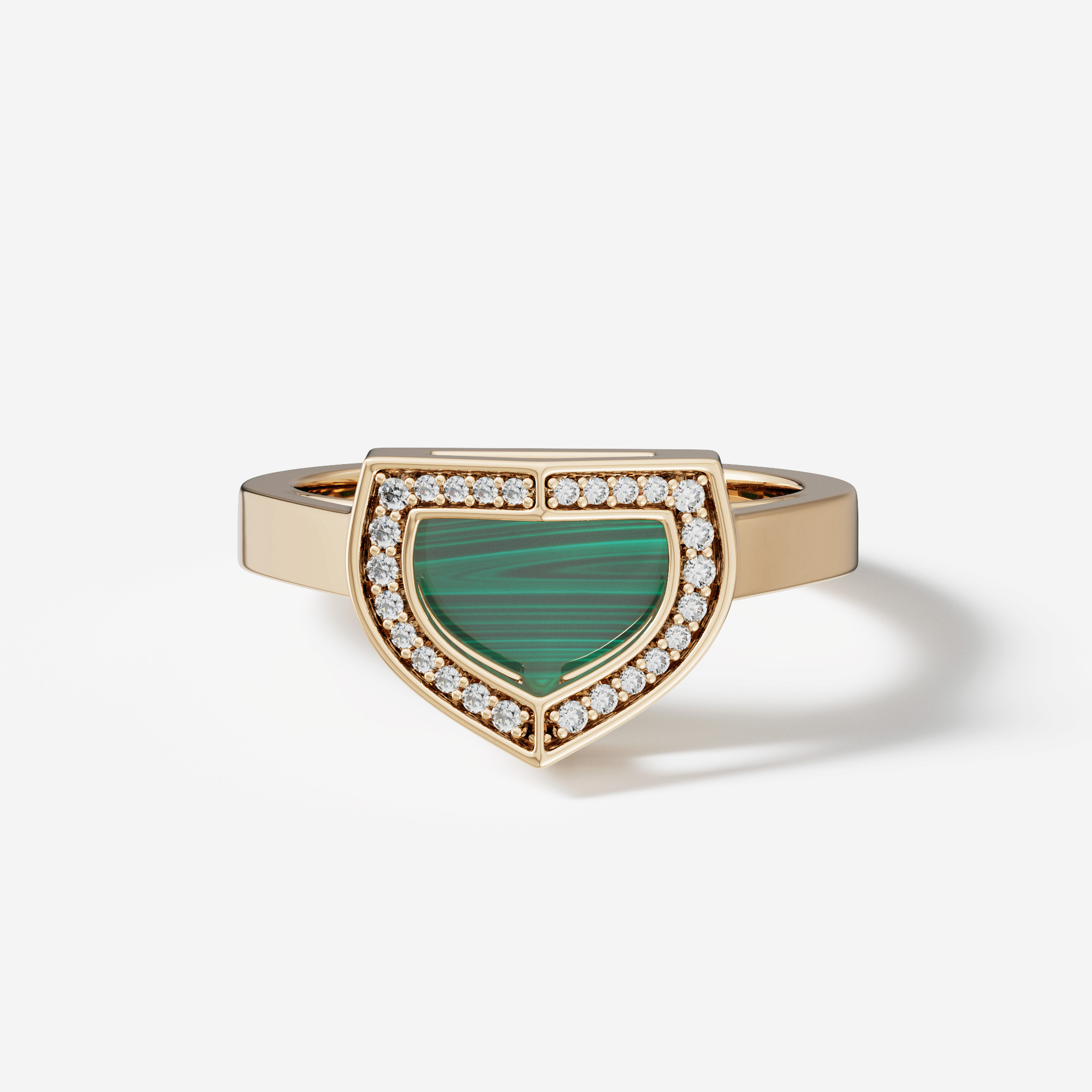 Art Deco Yellow Gold Ring With Malachite And Diamond