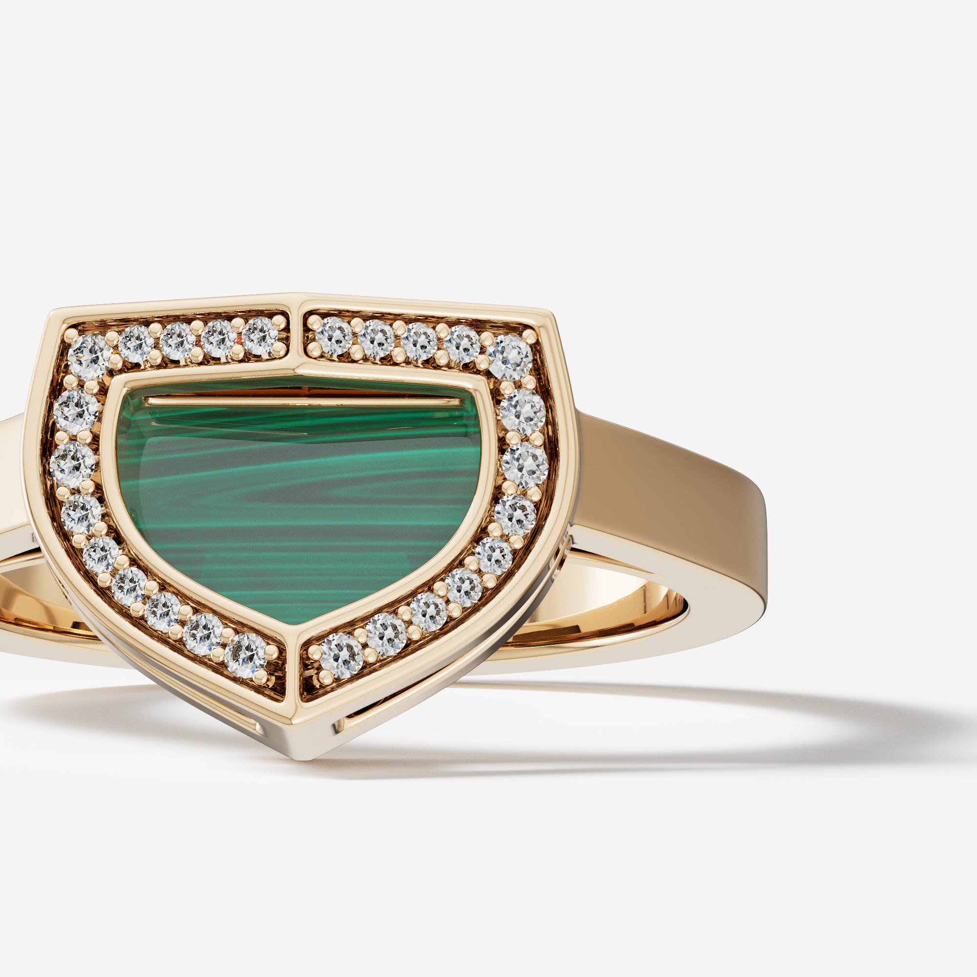 Art Deco Yellow Gold Ring With Malachite And Diamond