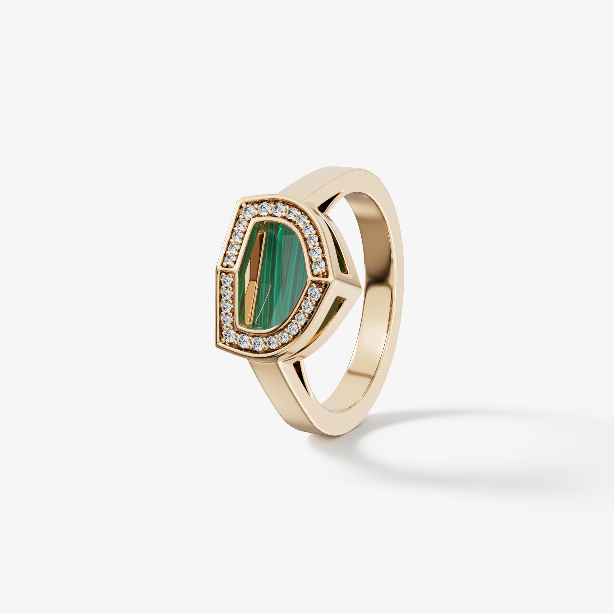 Art Deco Yellow Gold Ring With Malachite And Diamond