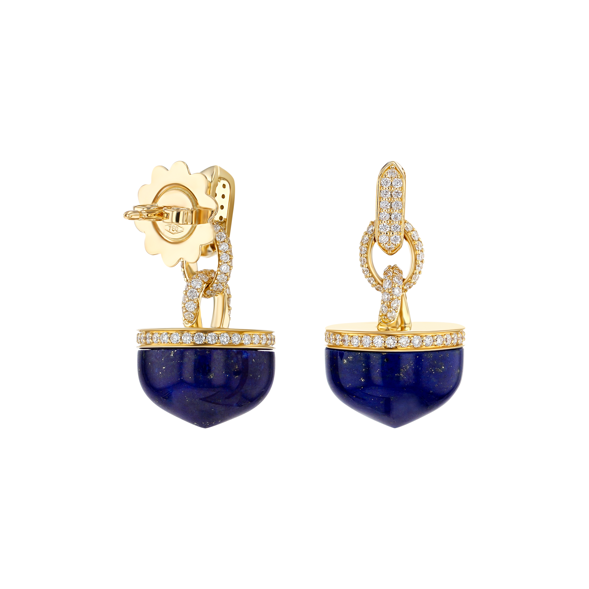 Majesty Lapis Lazuli Drop Diamond Earrings
