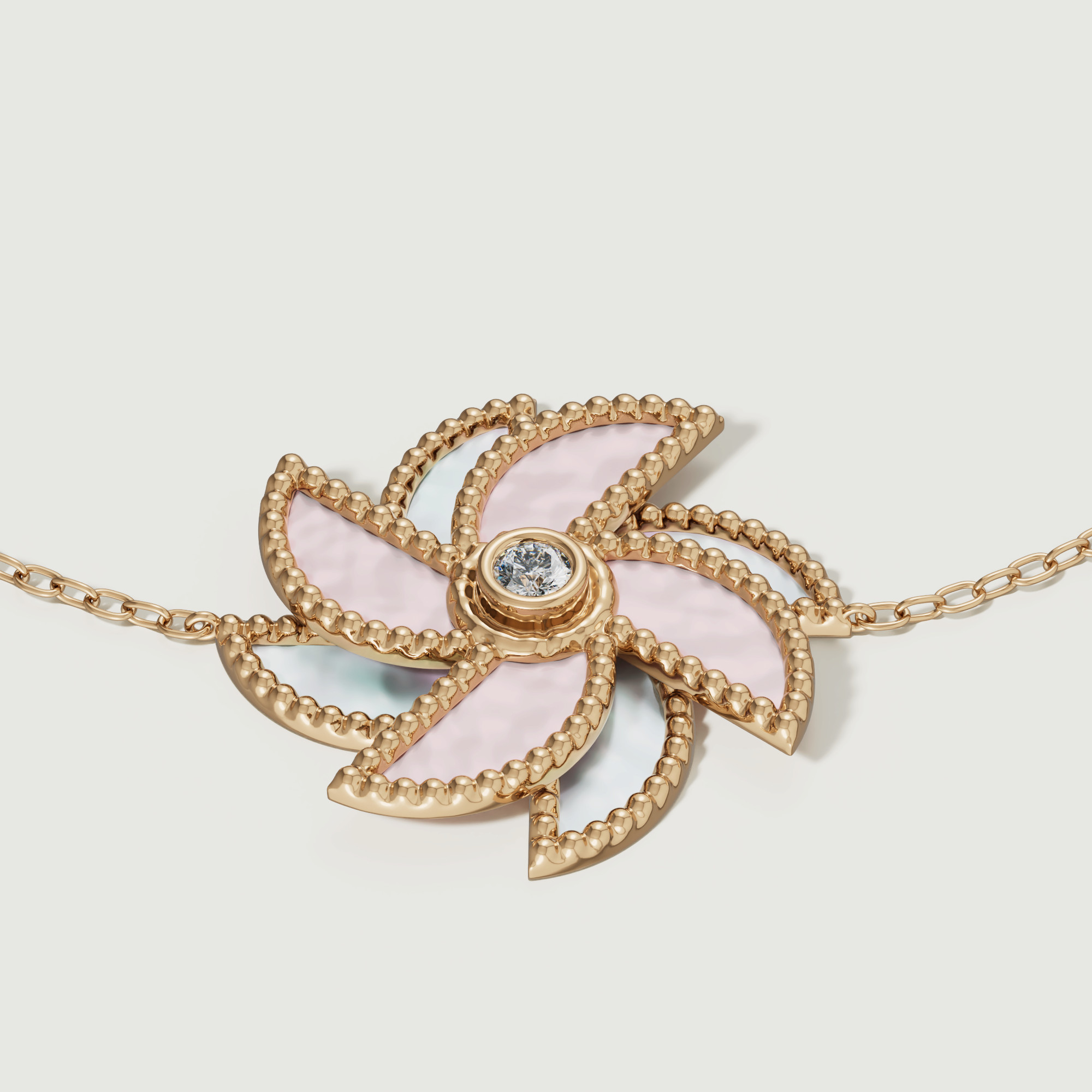 Bliss 18k Yellow Gold Diamond & White And Pink Mother Of Pearl Bracelet