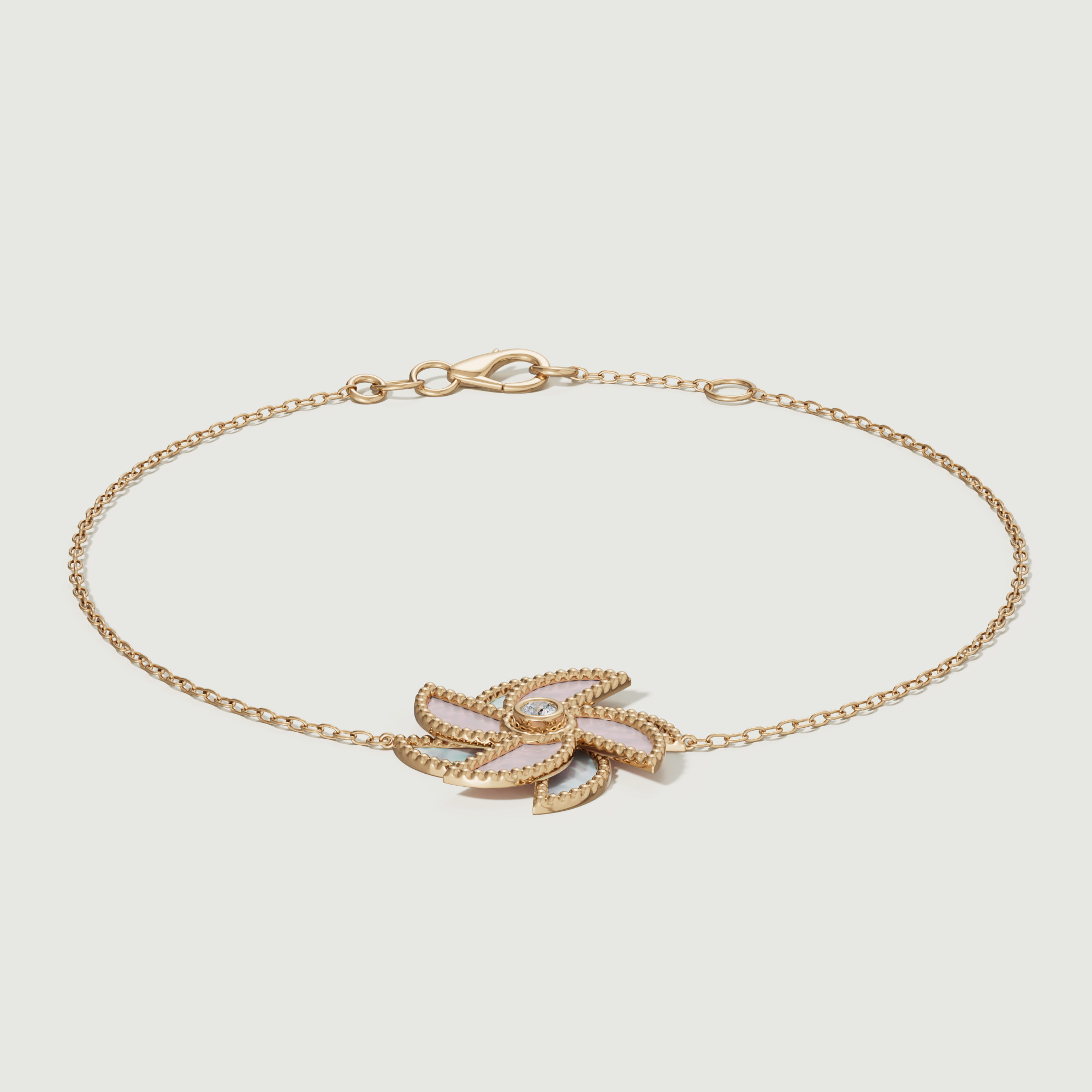 Bliss 18k Yellow Gold Diamond & White And Pink Mother Of Pearl Bracelet