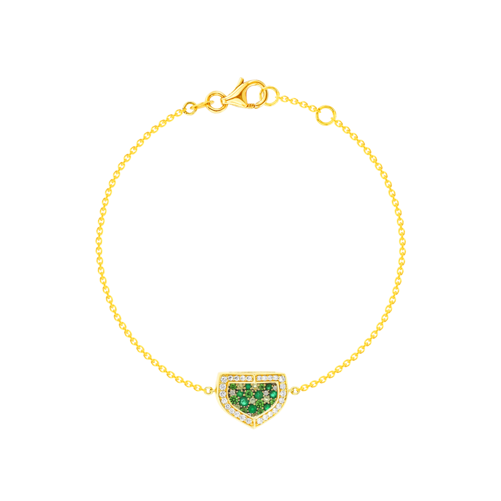 Mosaic 18K Yellow Gold Peridot, Tsavorite, Emerald And Diamond Bracelet