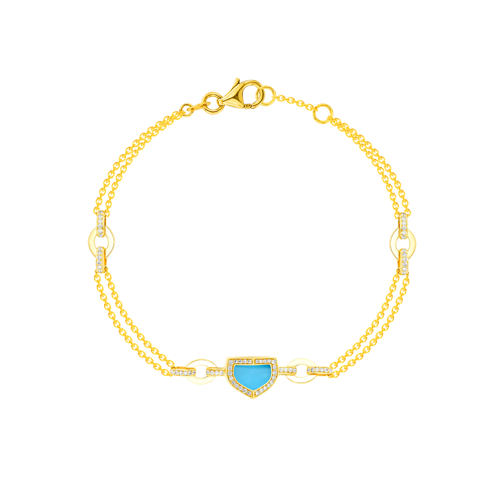 Art Deco Yellow Gold Bracelet With Turquoise And Diamond