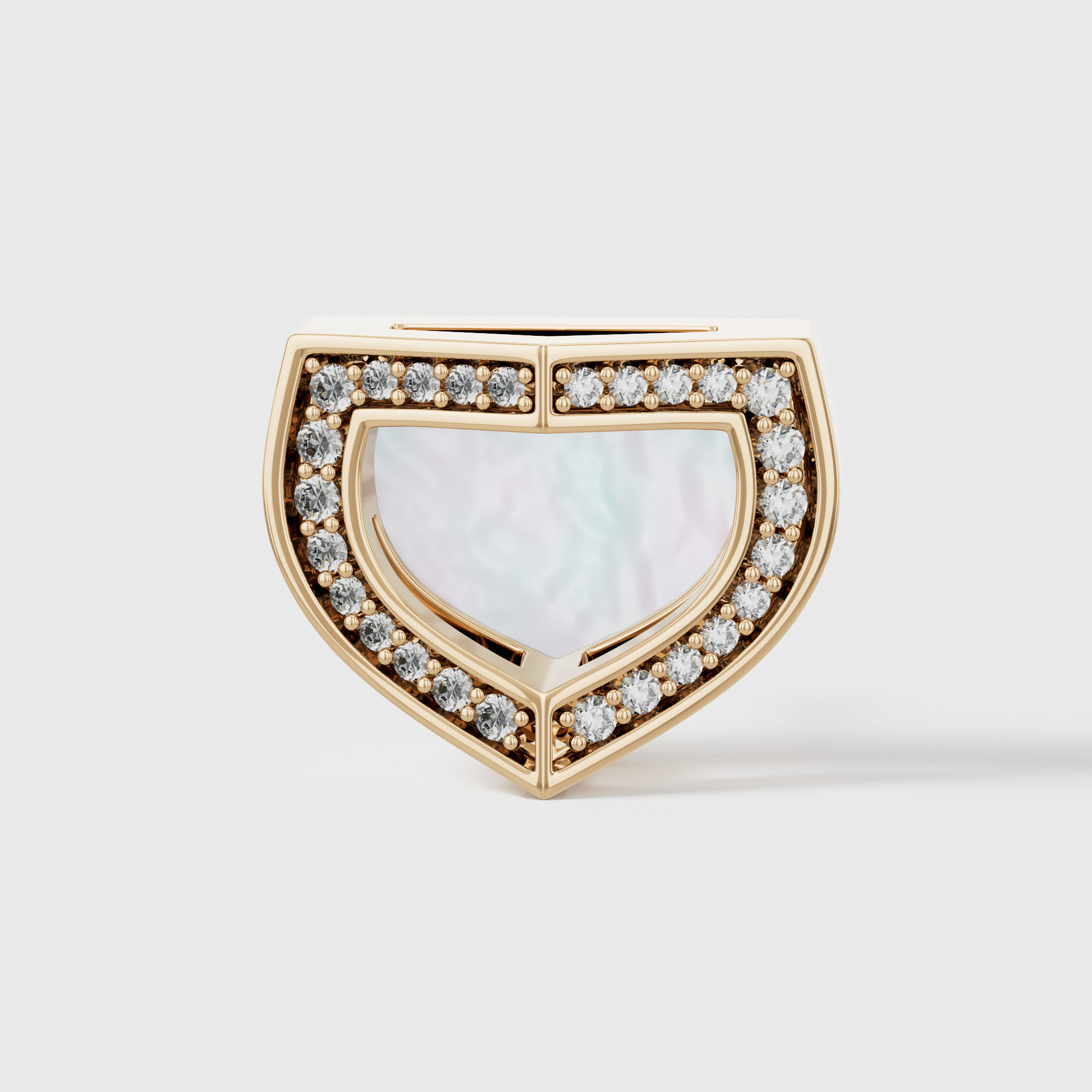Art Deco Yellow Gold Earrings With Mother Of Pearl And Diamond