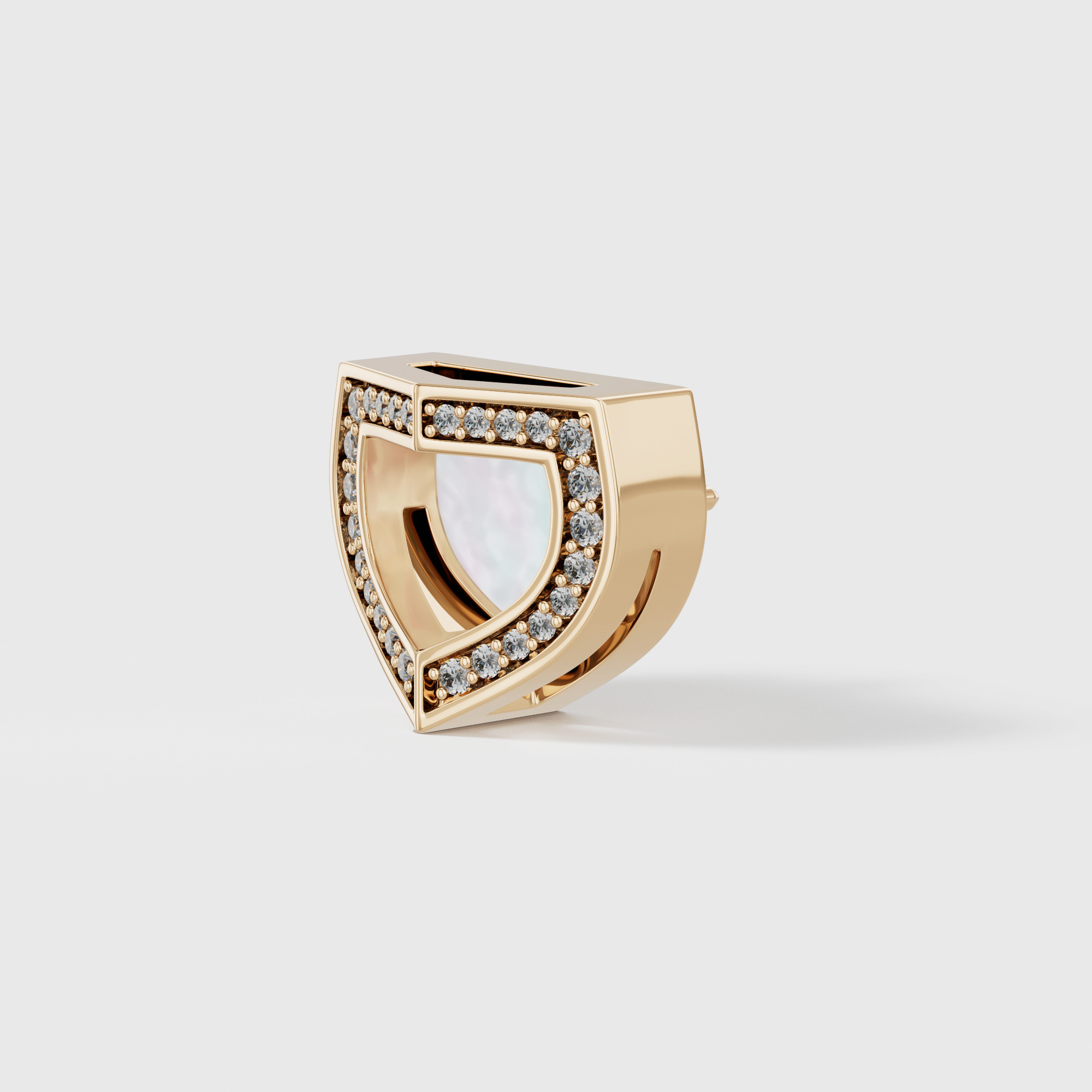 Art Deco Yellow Gold Earrings With Mother Of Pearl And Diamond