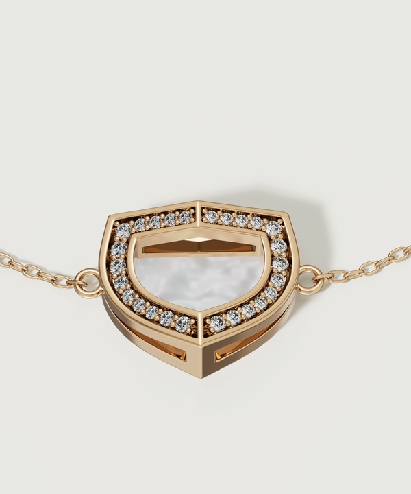 Art Deco Yellow Gold Bracelet With Mother Of Pearl And Diamond