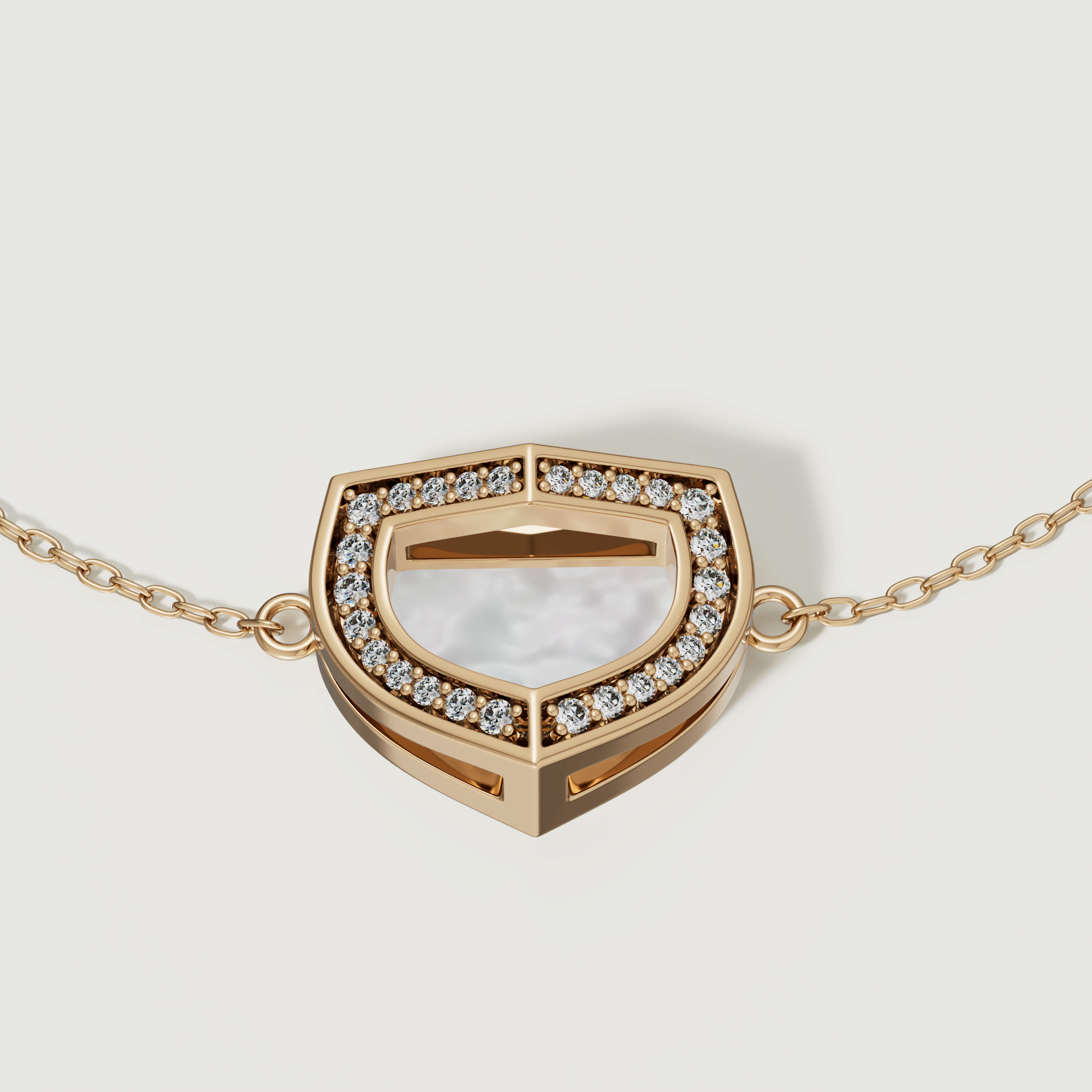 Art Deco Yellow Gold Bracelet With Mother Of Pearl And Diamond