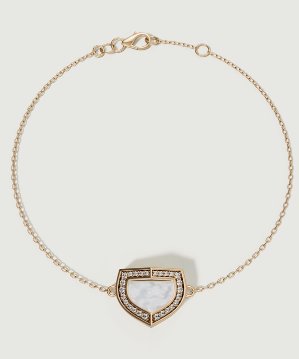 Art Deco Yellow Gold Bracelet With Mother Of Pearl And Diamond
