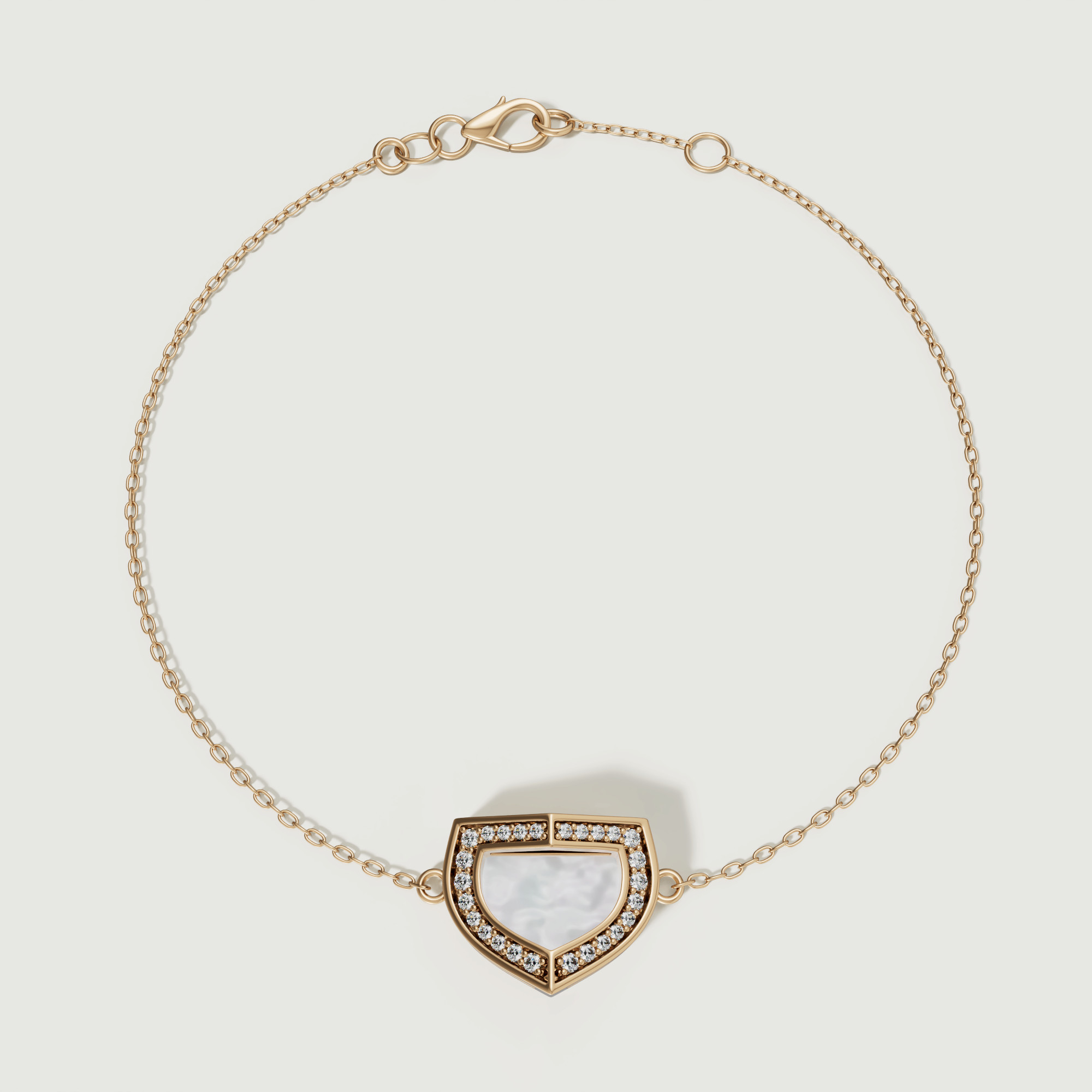 Art Deco Yellow Gold Bracelet With Mother Of Pearl And Diamond