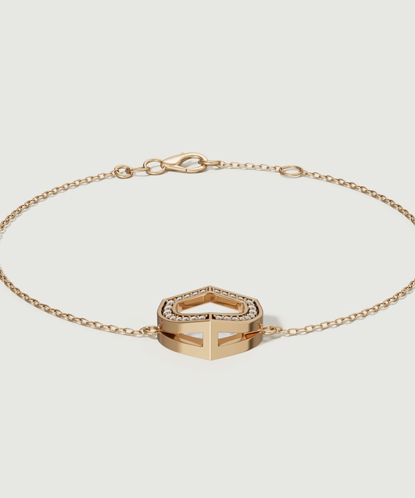 Art Deco Yellow Gold Bracelet With Mother Of Pearl And Diamond