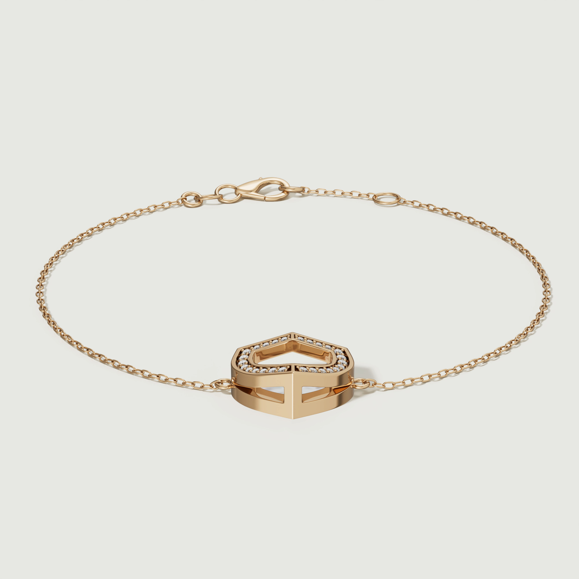 Art Deco Yellow Gold Bracelet With Mother Of Pearl And Diamond