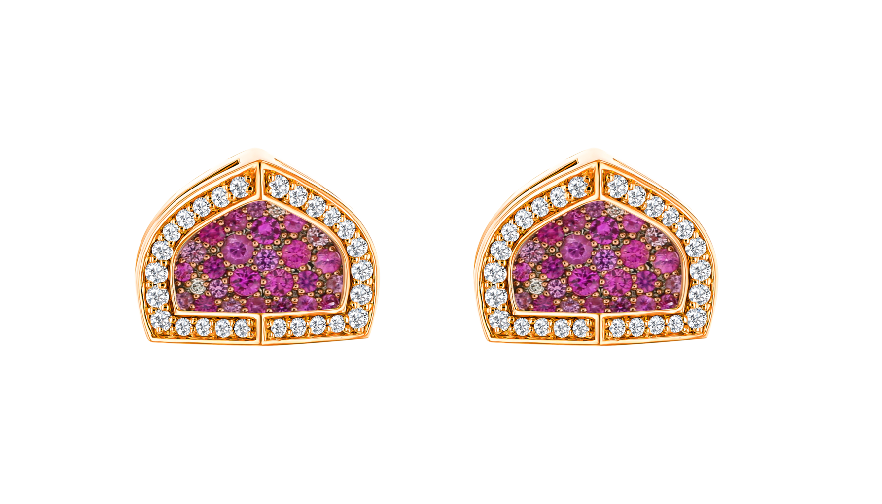 Mosaic 18k Rose Gold Pink Sapphire And Diamond Earrings