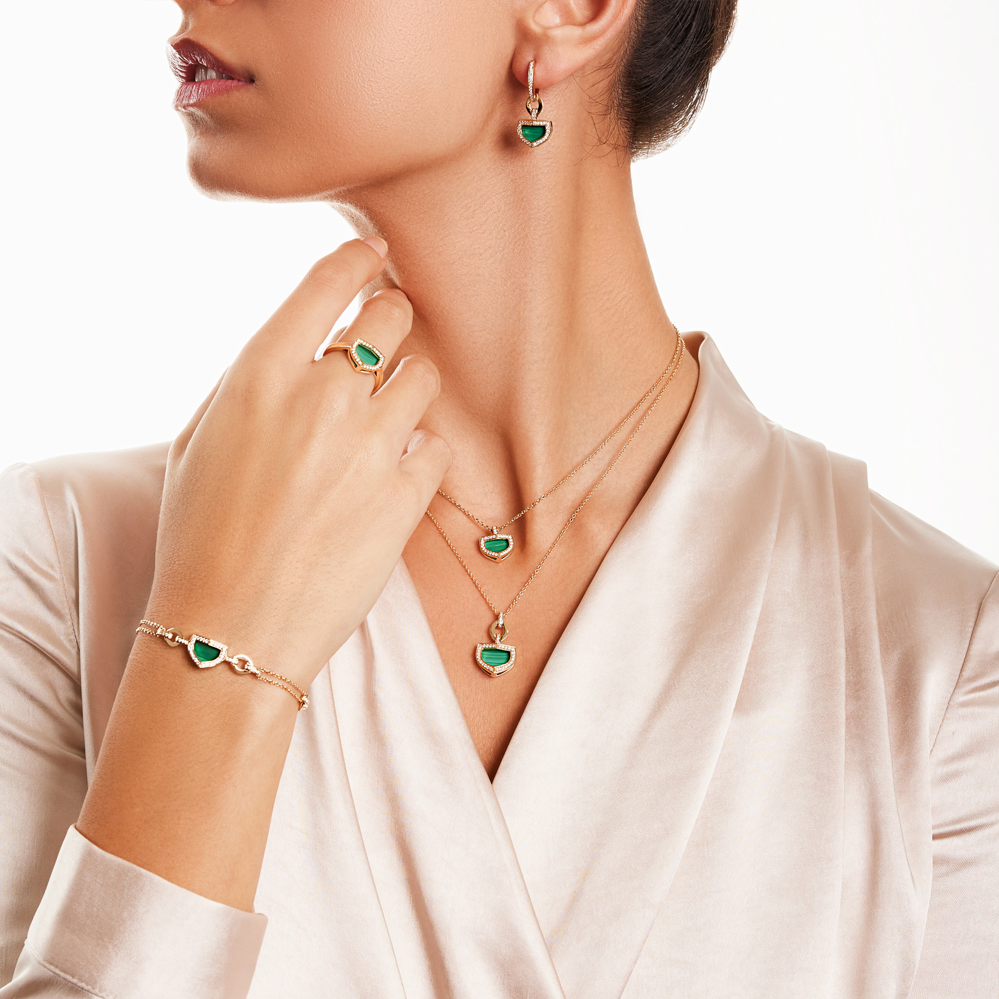 Art Deco Yellow Gold Bracelet With Malachite And Diamond