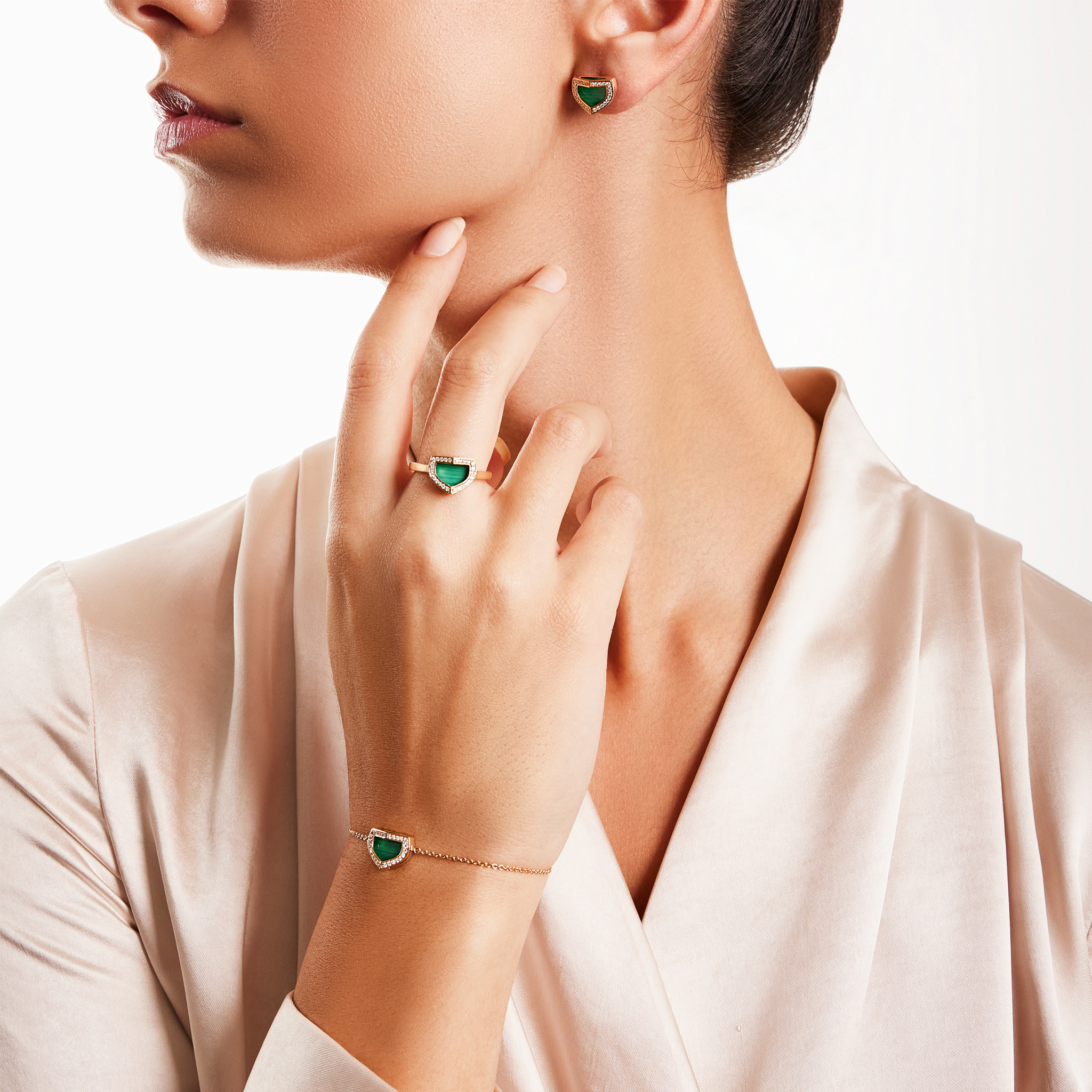 Art Deco Yellow Gold Bracelet With Malachite And Diamond