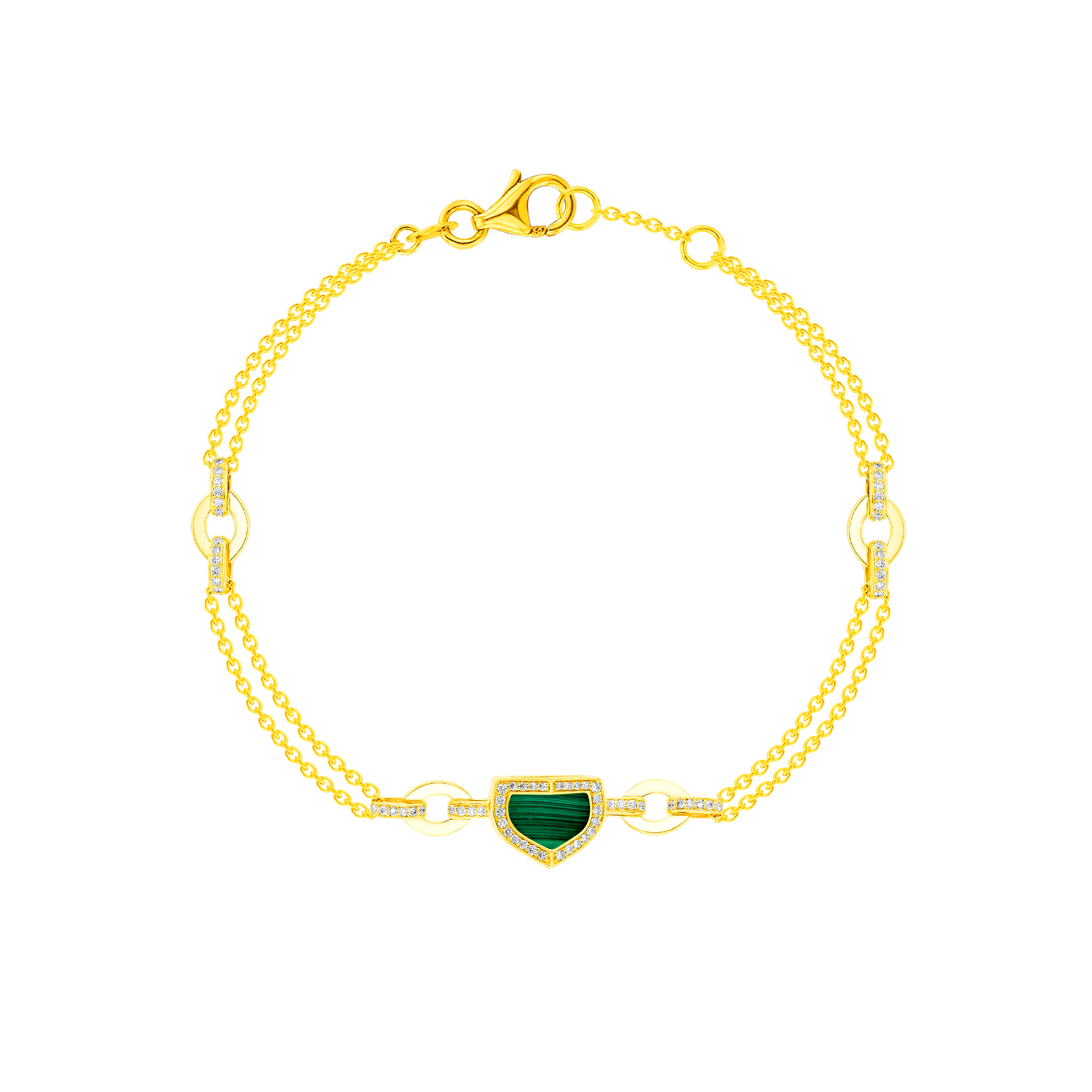 Art Deco Yellow Gold Bracelet With Malachite And Diamond