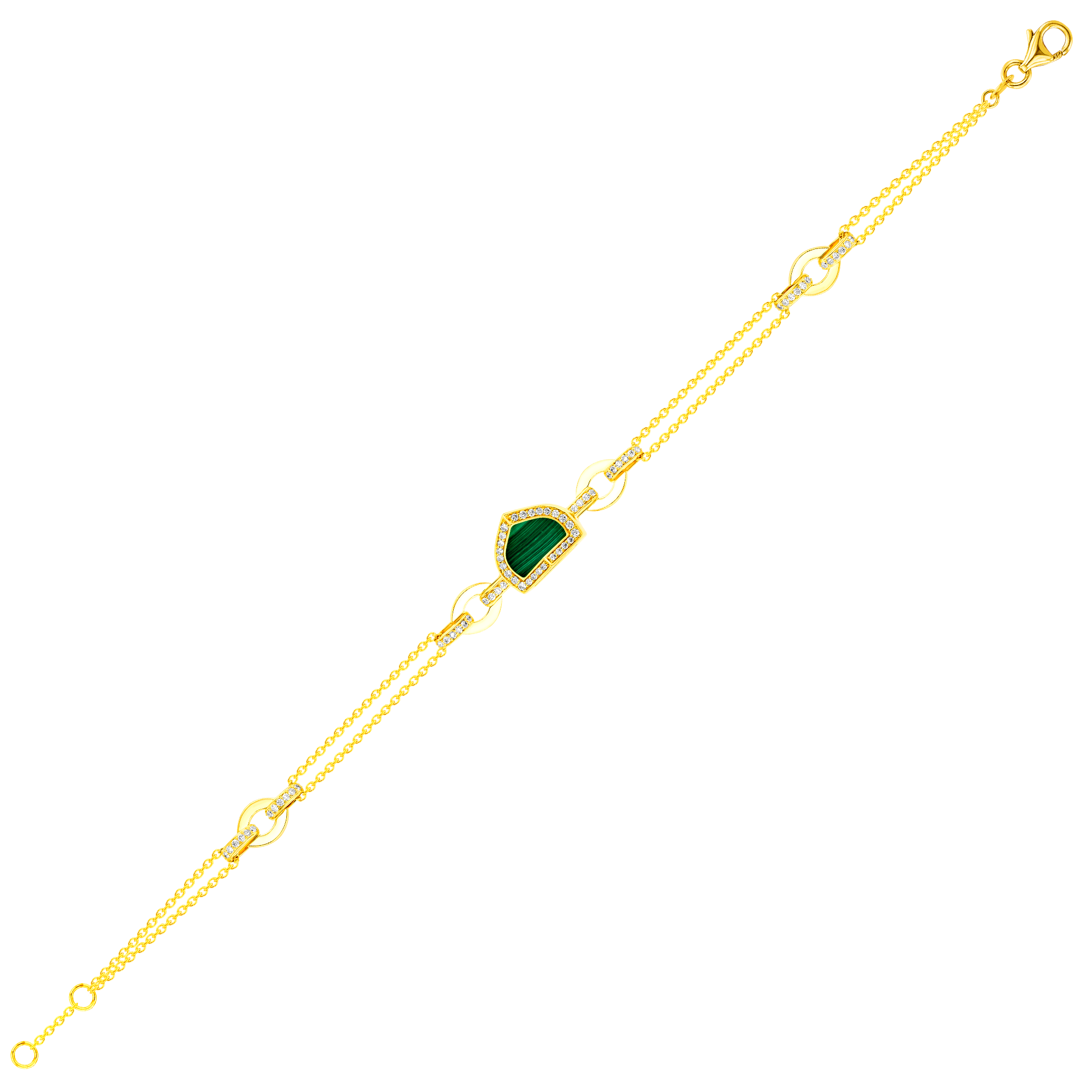 Art Deco Yellow Gold Bracelet With Malachite And Diamond