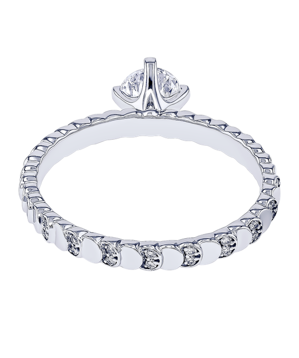 Signature Design 0 5 Carat Round Brilliant Diamond Engagment Ring Discs Diamond Studded Band