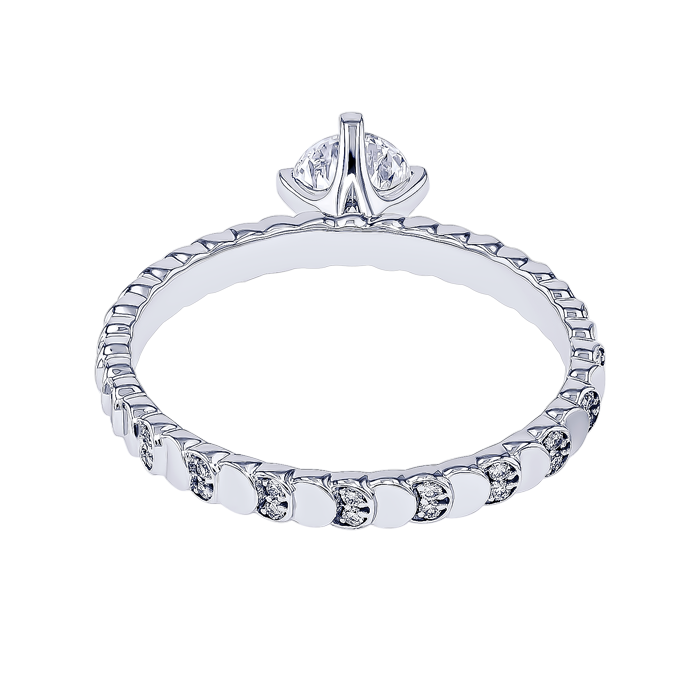 Signature Design 0 5 Carat Round Brilliant Diamond Engagment Ring Discs Diamond Studded Band