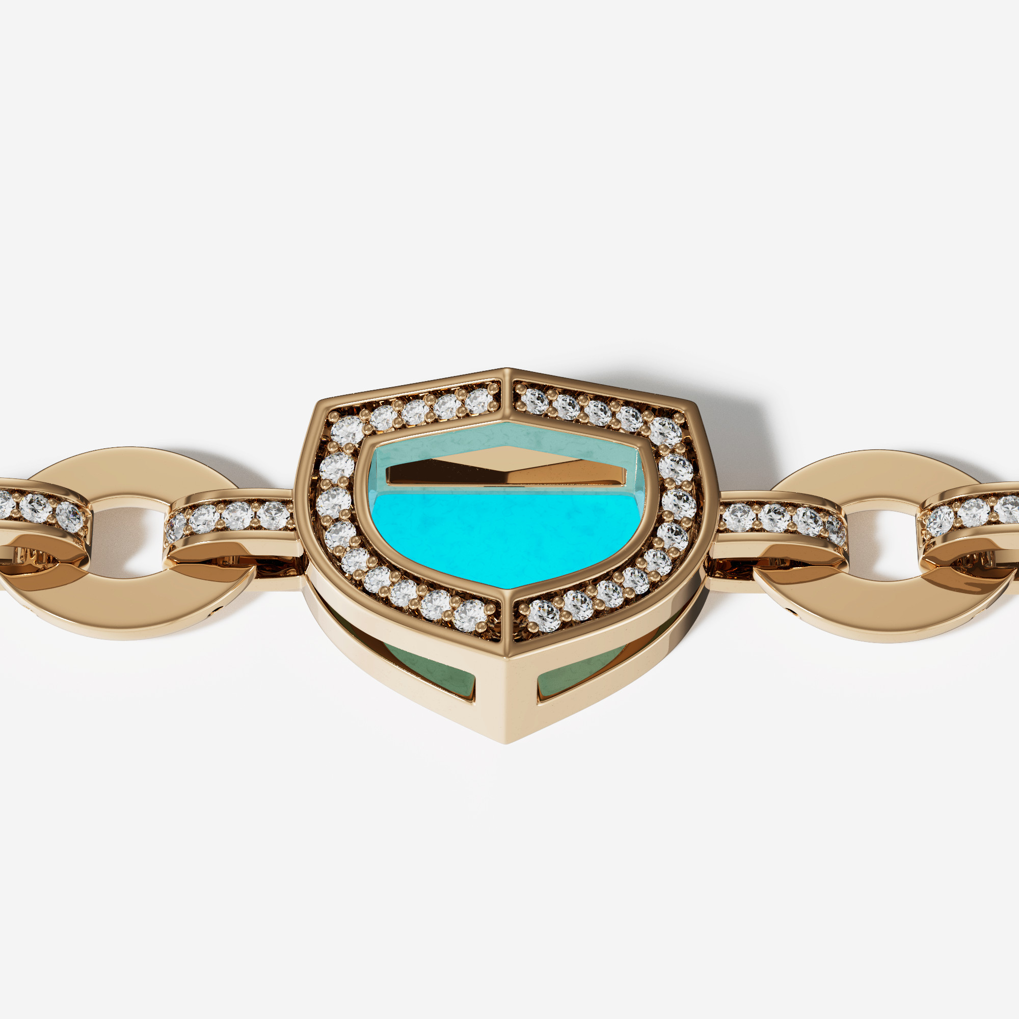 Art Deco Yellow Gold Bracelet With Turquoise And Diamond