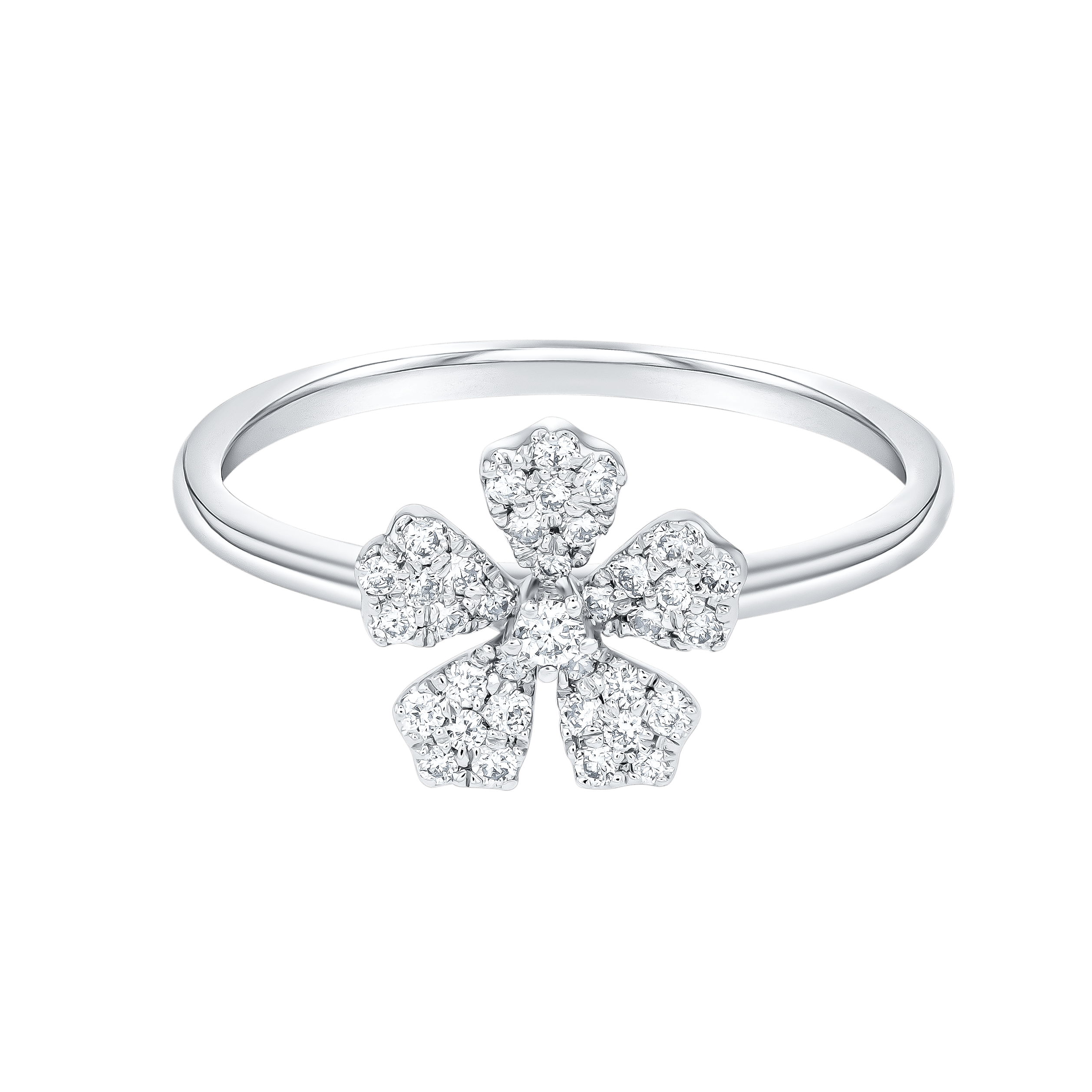 Flora Diamond Ring In 18k White Gold