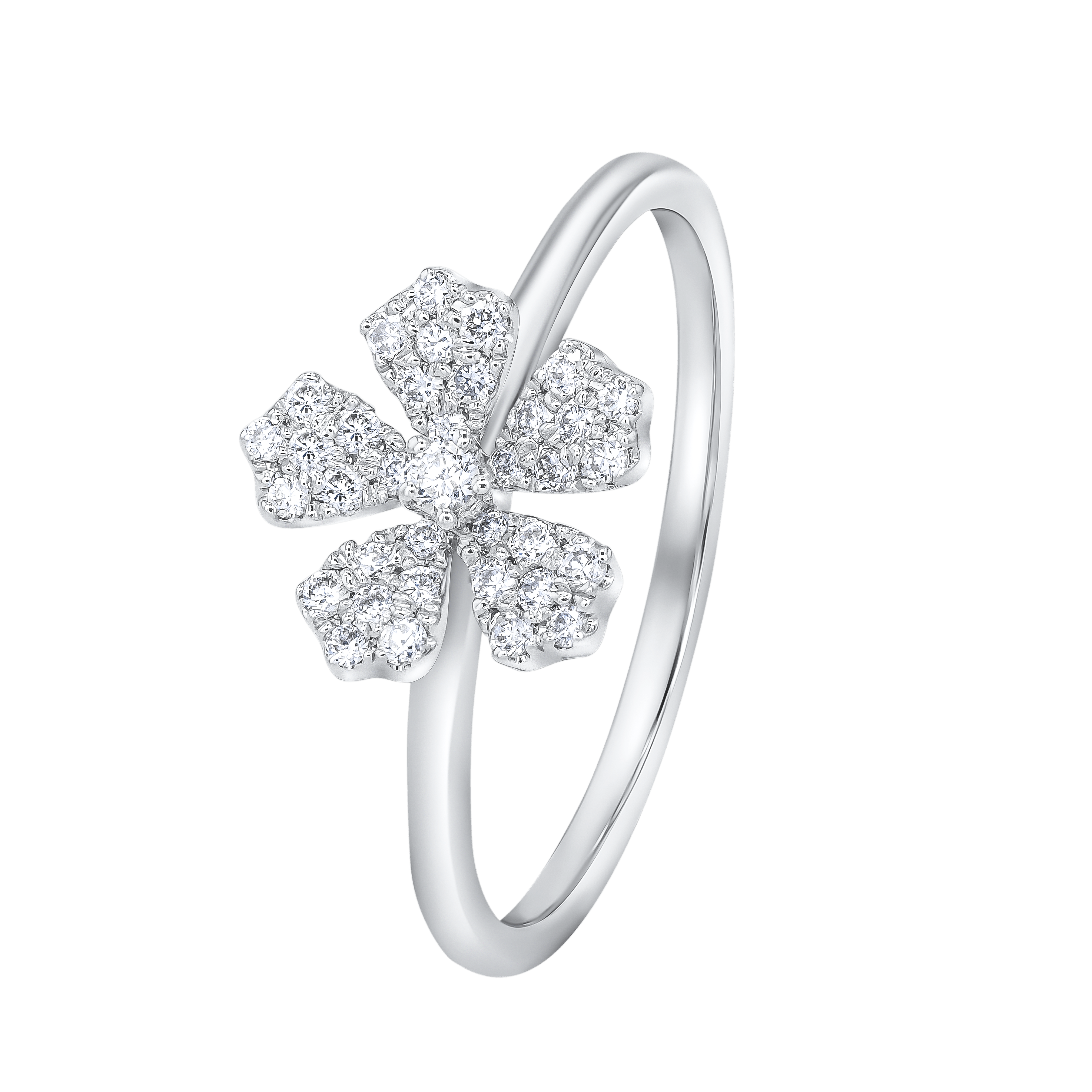 Flora Diamond Ring In 18k White Gold