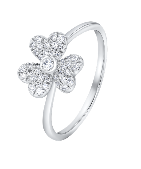 Flora Diamond Ring in 18K White Gold
