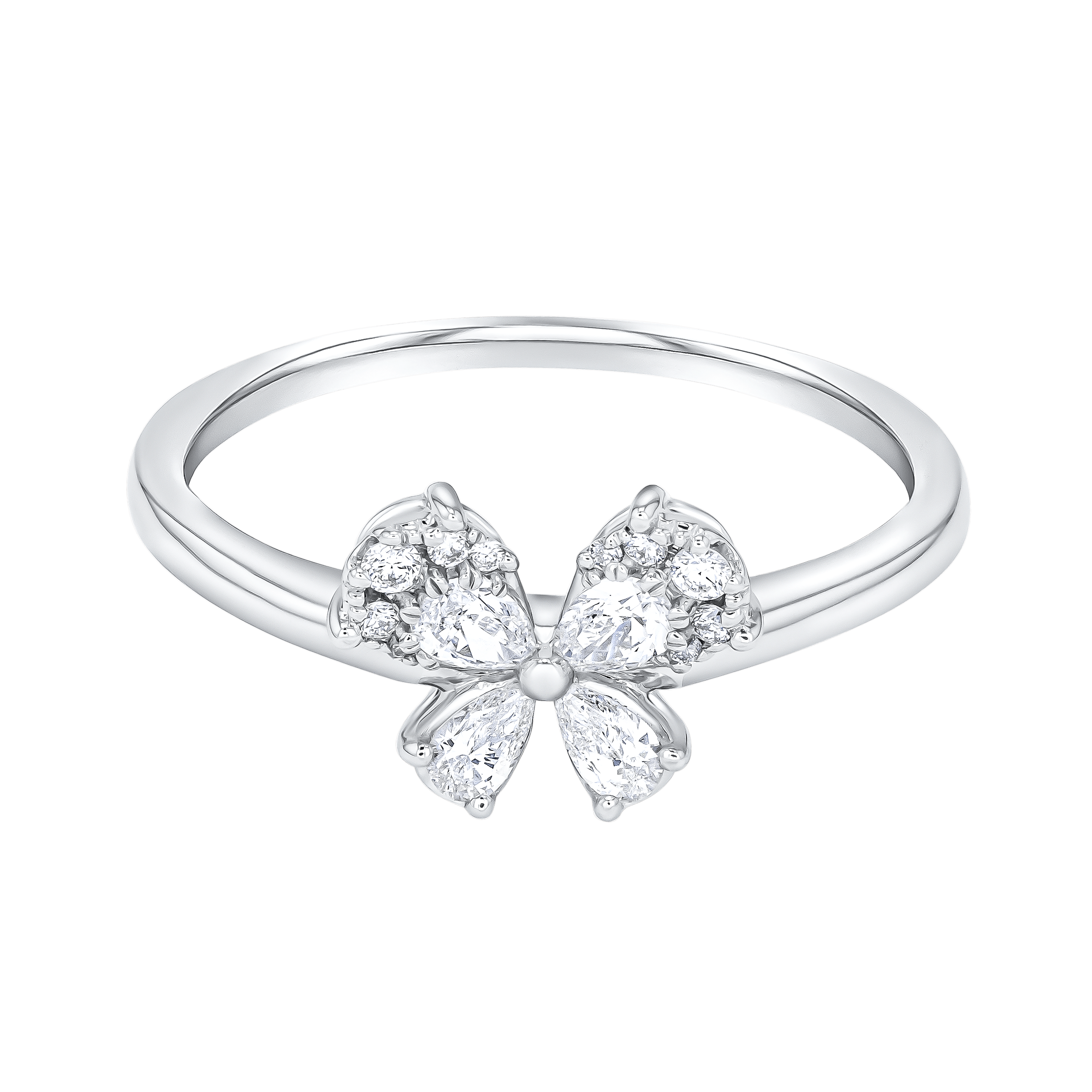 Flora Diamond Ring In 18k White Gold