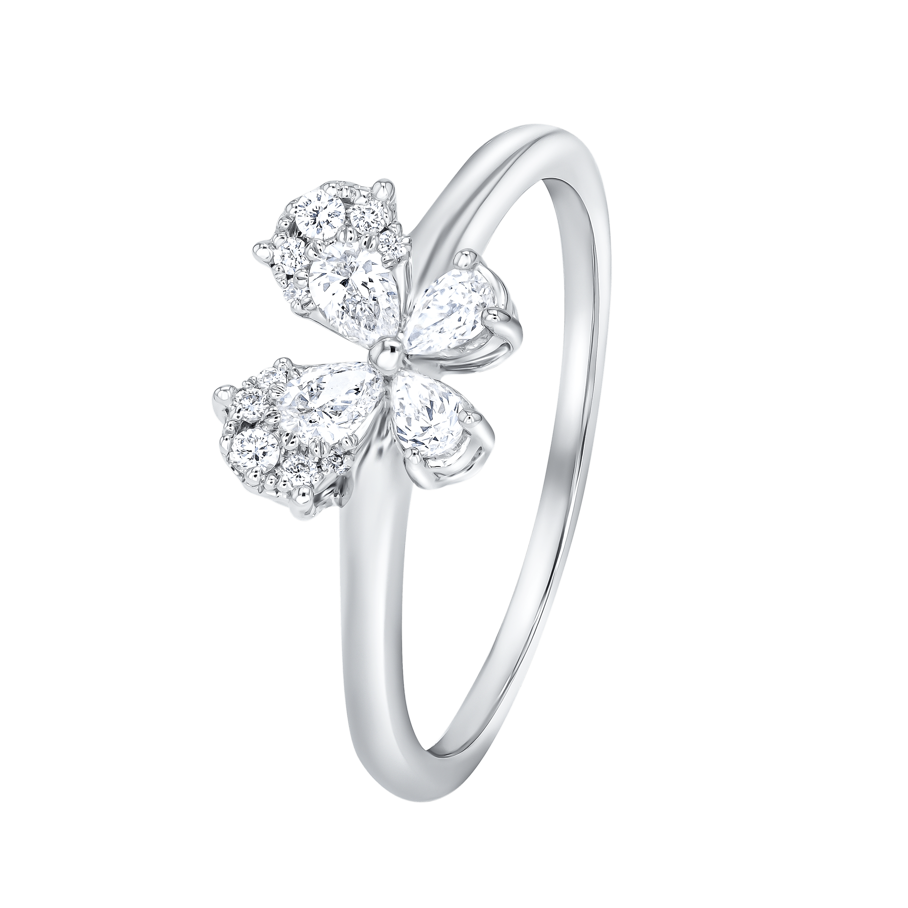 Flora Diamond Ring In 18k White Gold