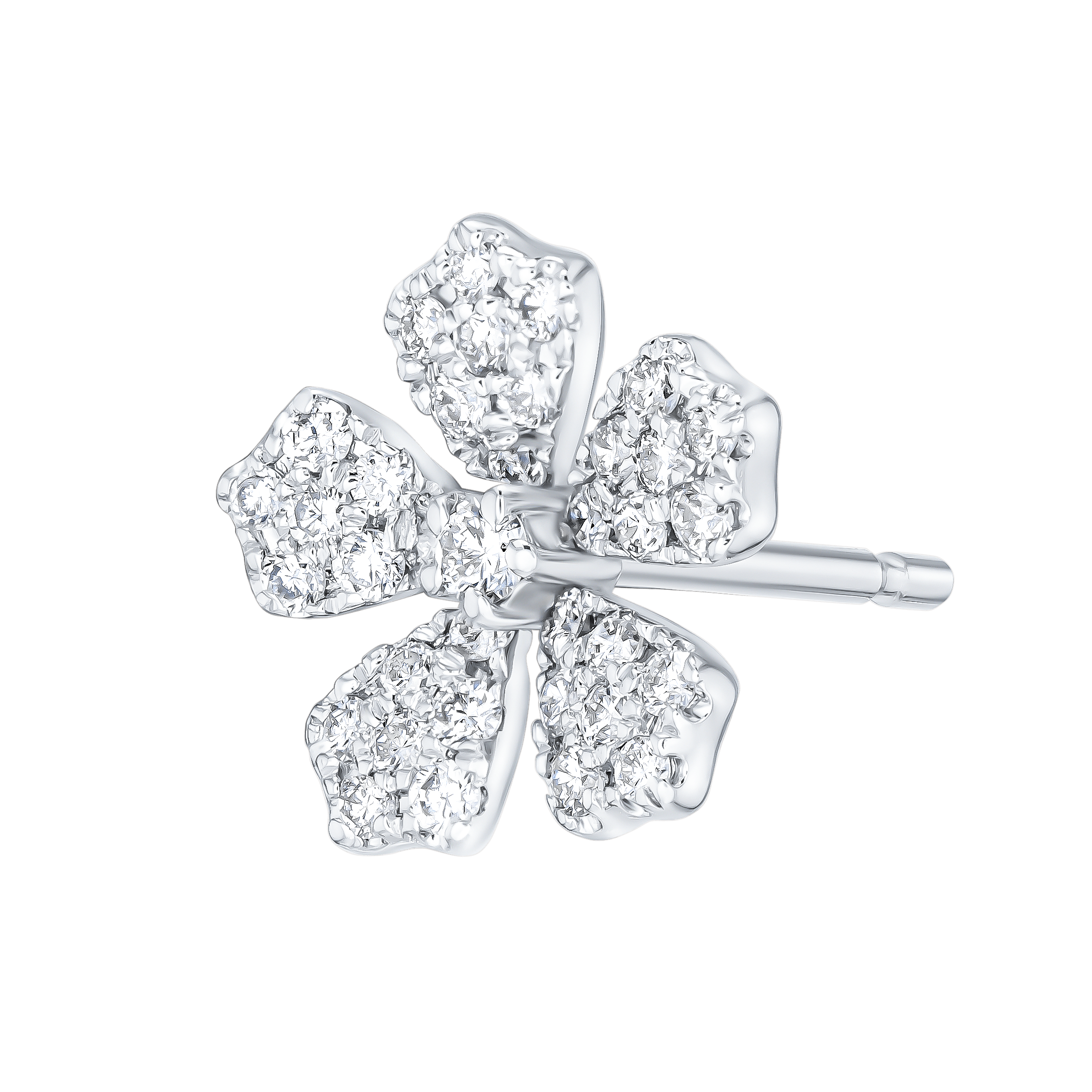 Flora Diamond Earrings In 18k White Gold