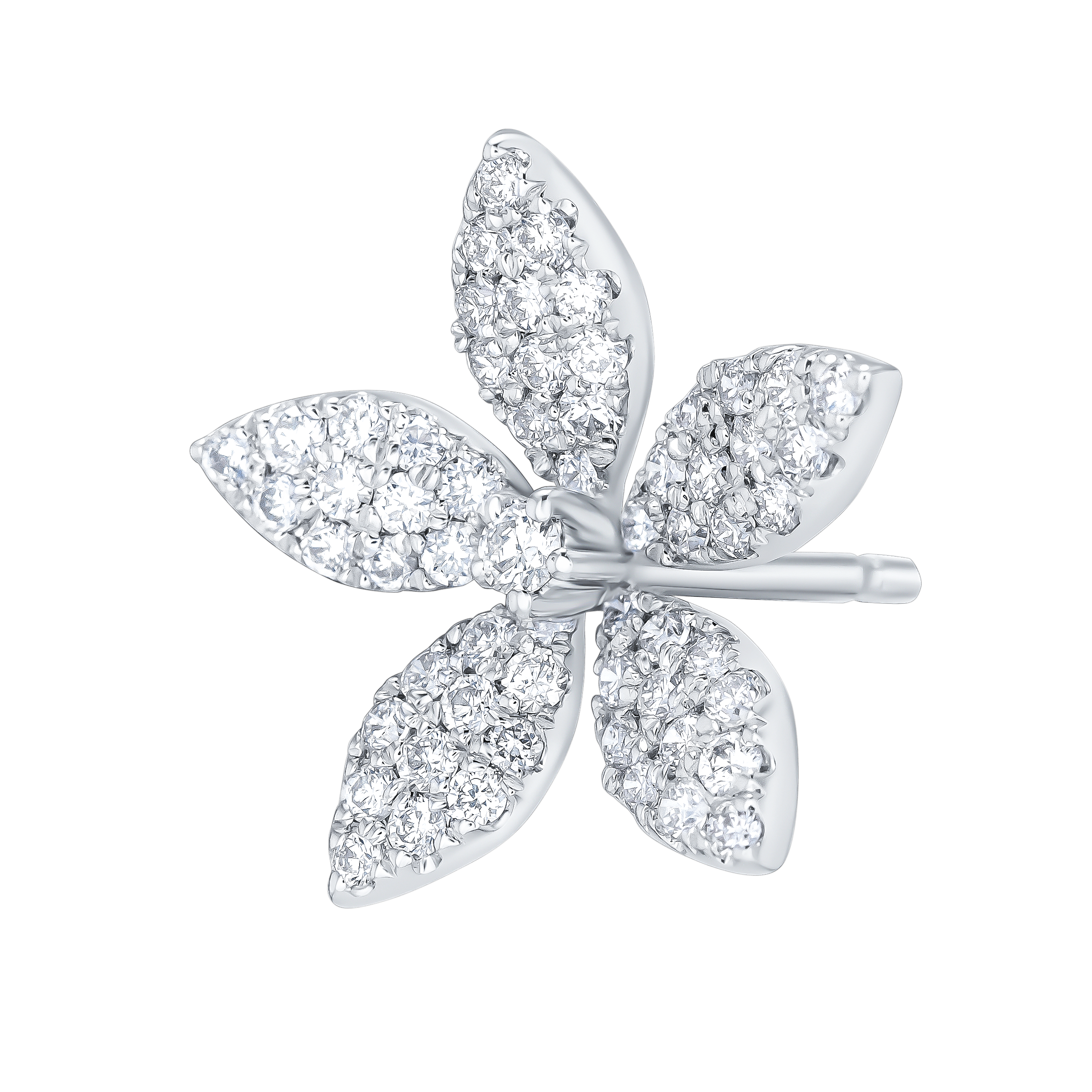 Flora Diamond Earrings In 18k White Gold