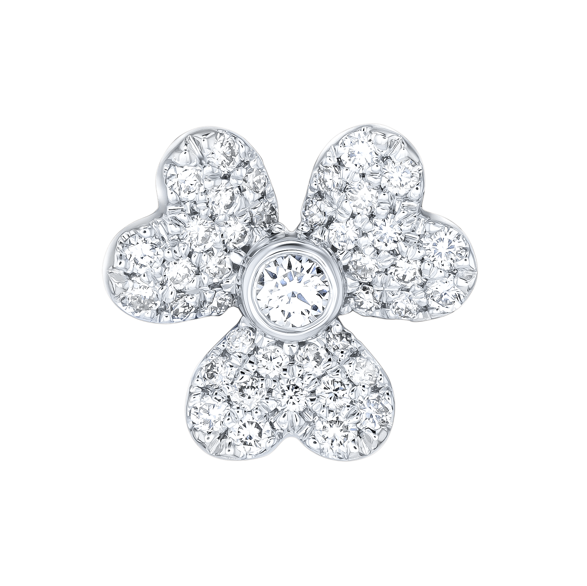 Flora Diamond Earrings In 18k White Gold