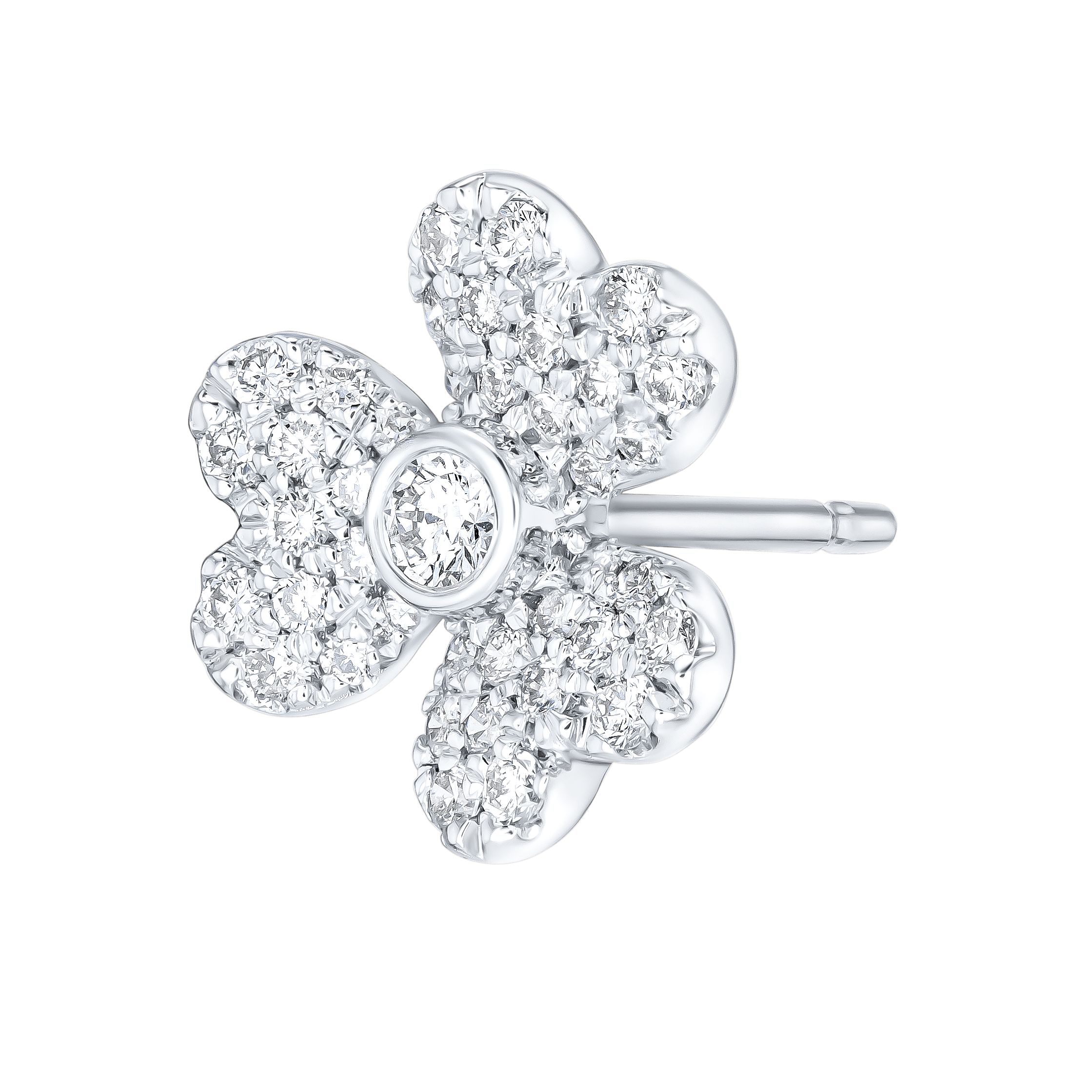 Flora Diamond Earrings In 18k White Gold