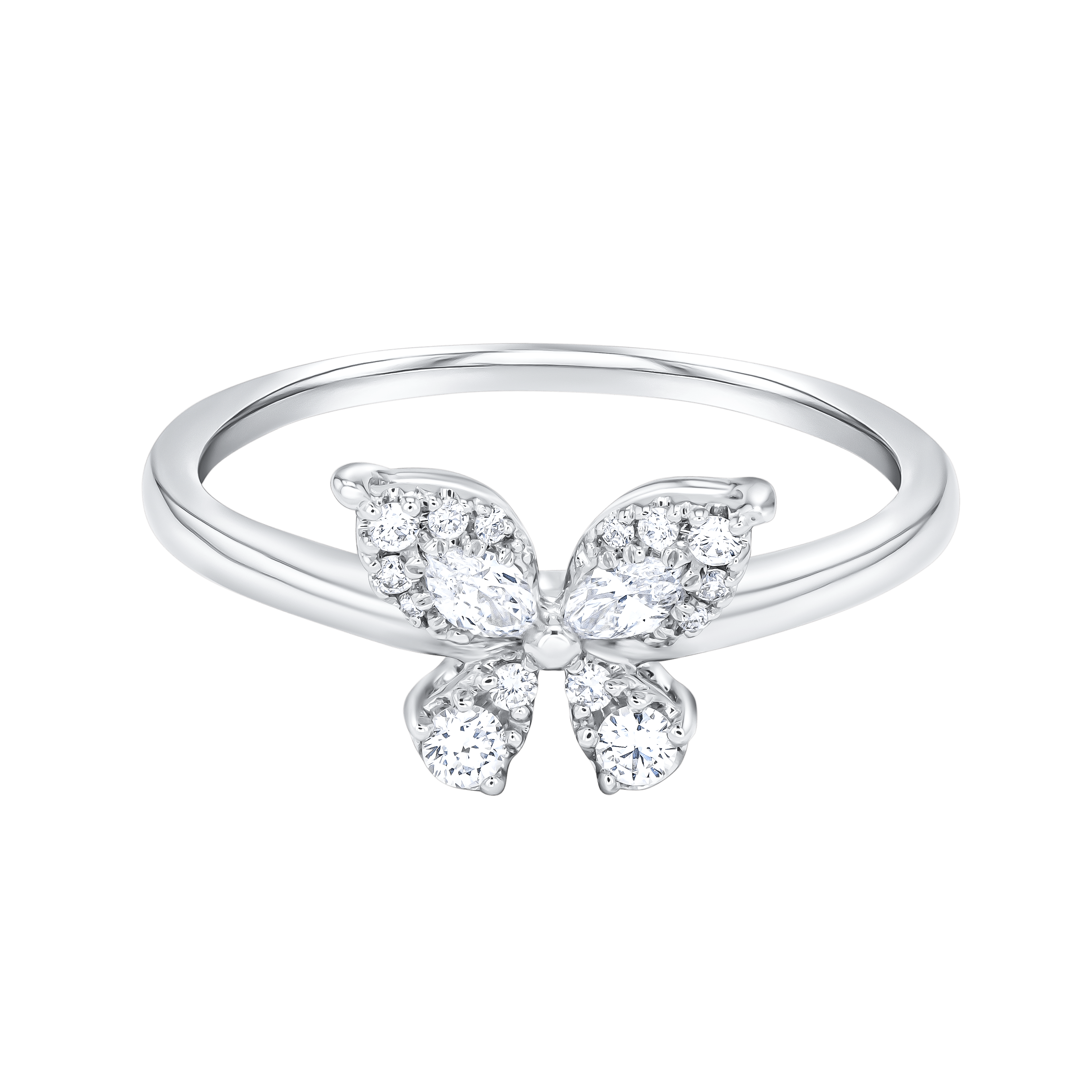 Flora Diamond Ring In 18k White Gold