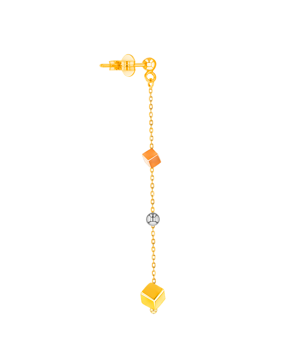 Cubes-1 Earring in 18K  Gold
