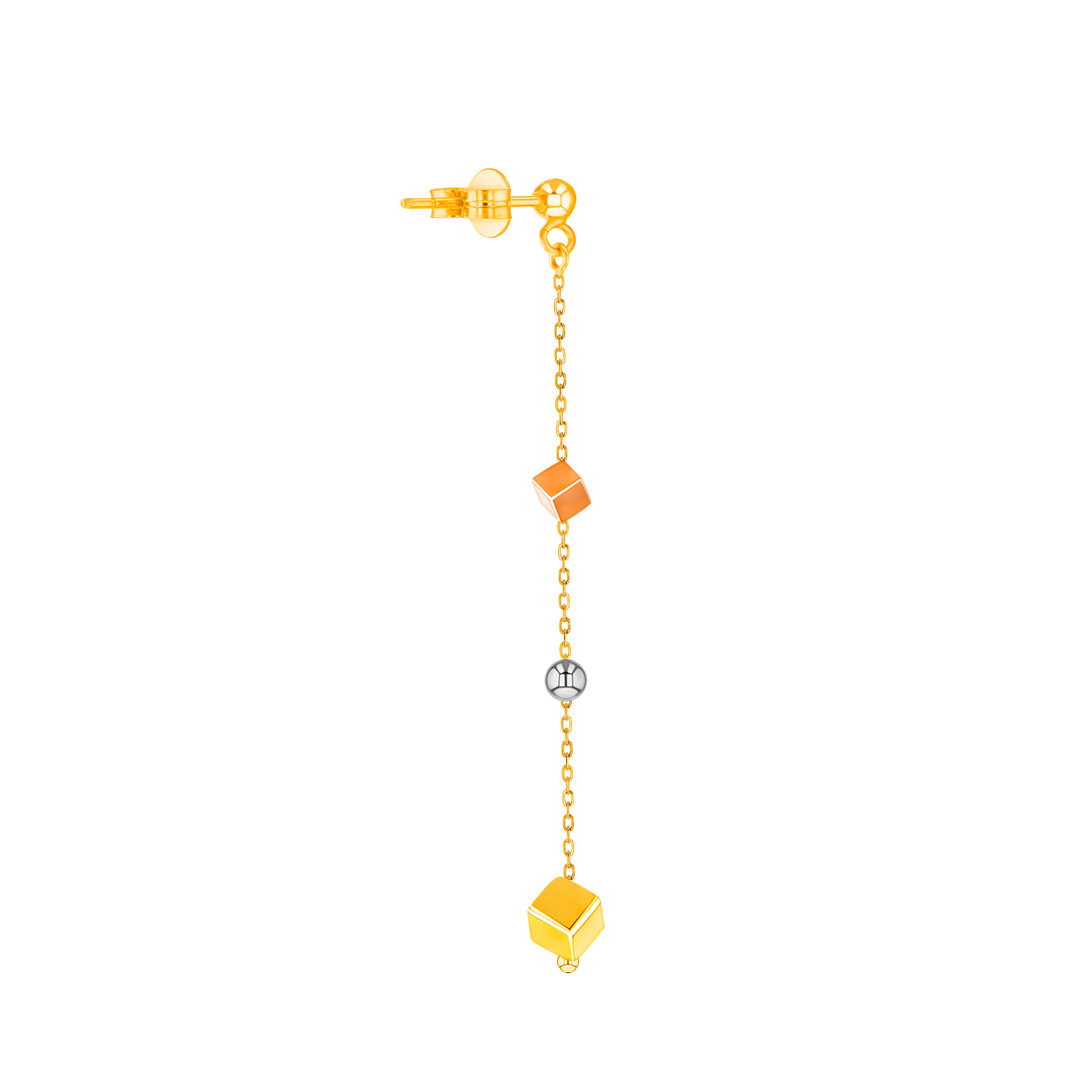 Cubes Drop Earrings 18k Yellow White & Rose Gold