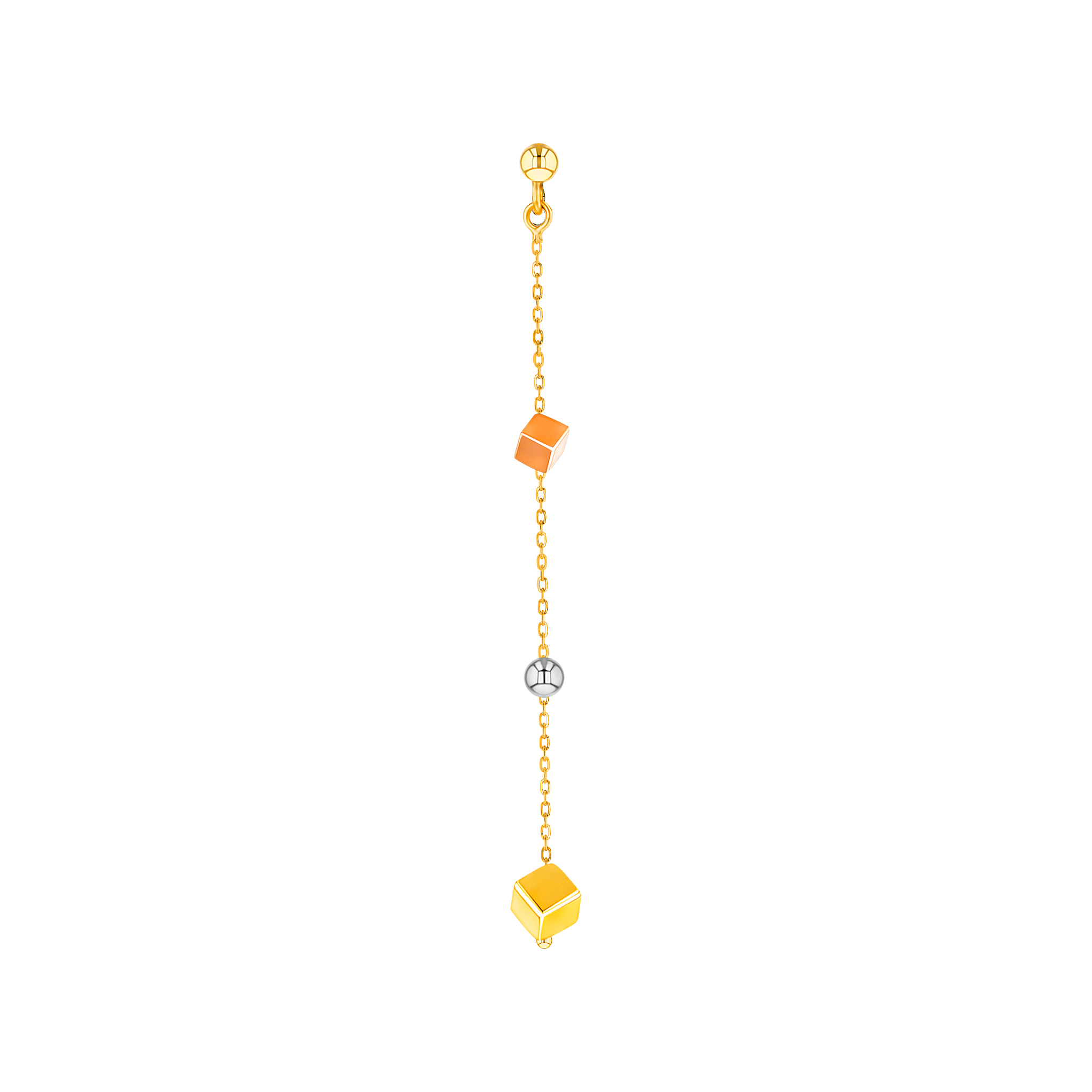 Cubes Drop Earrings 18k Yellow White & Rose Gold