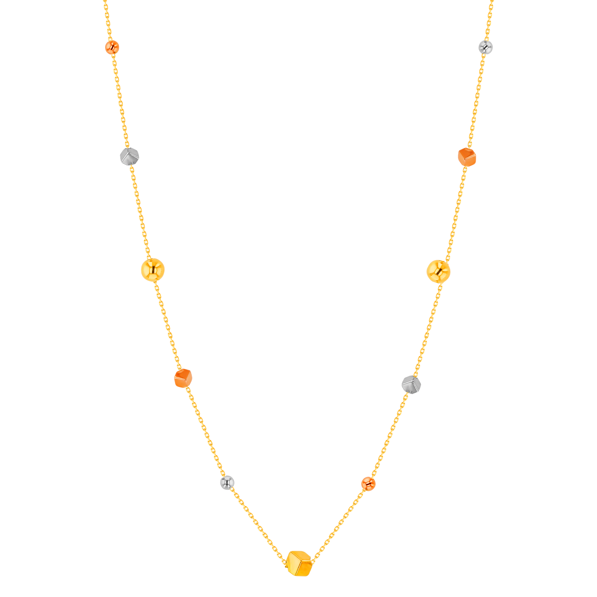 Cubes Tin Cup Necklace 18k Yellow White & Rose Gold