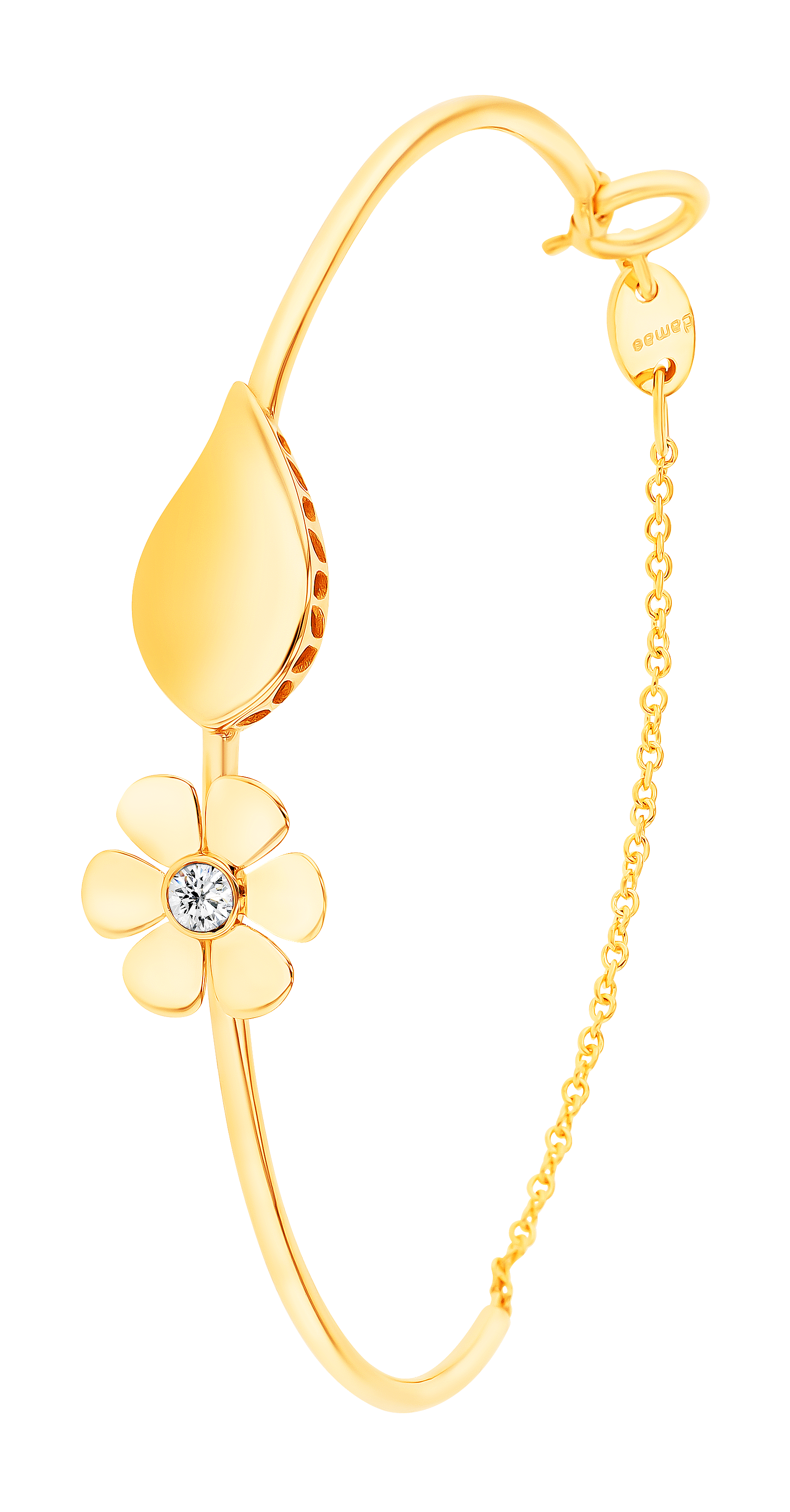 Ara Six Petals Flower Diamond Bangle In 18k Yellow Gold