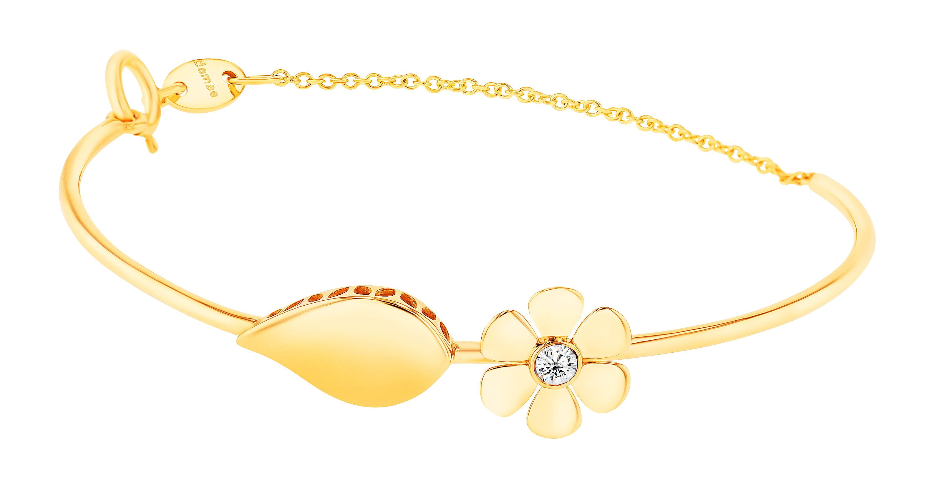 Ara Six Petals Flower Diamond Bangle In 18k Yellow Gold